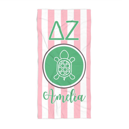 Delta Zeta Turtle Personalized Beach Towel - Ivy Society
