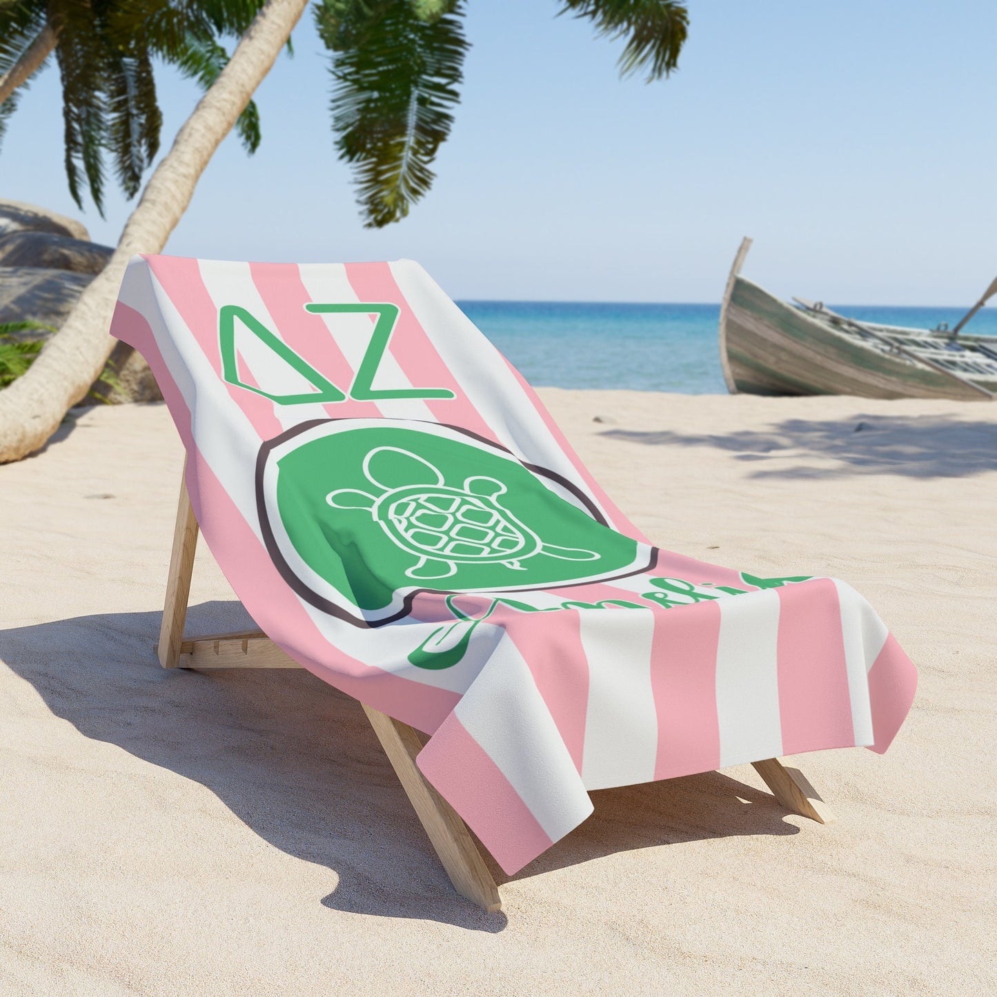 Delta Zeta Turtle Personalized Beach Towel - Ivy Society