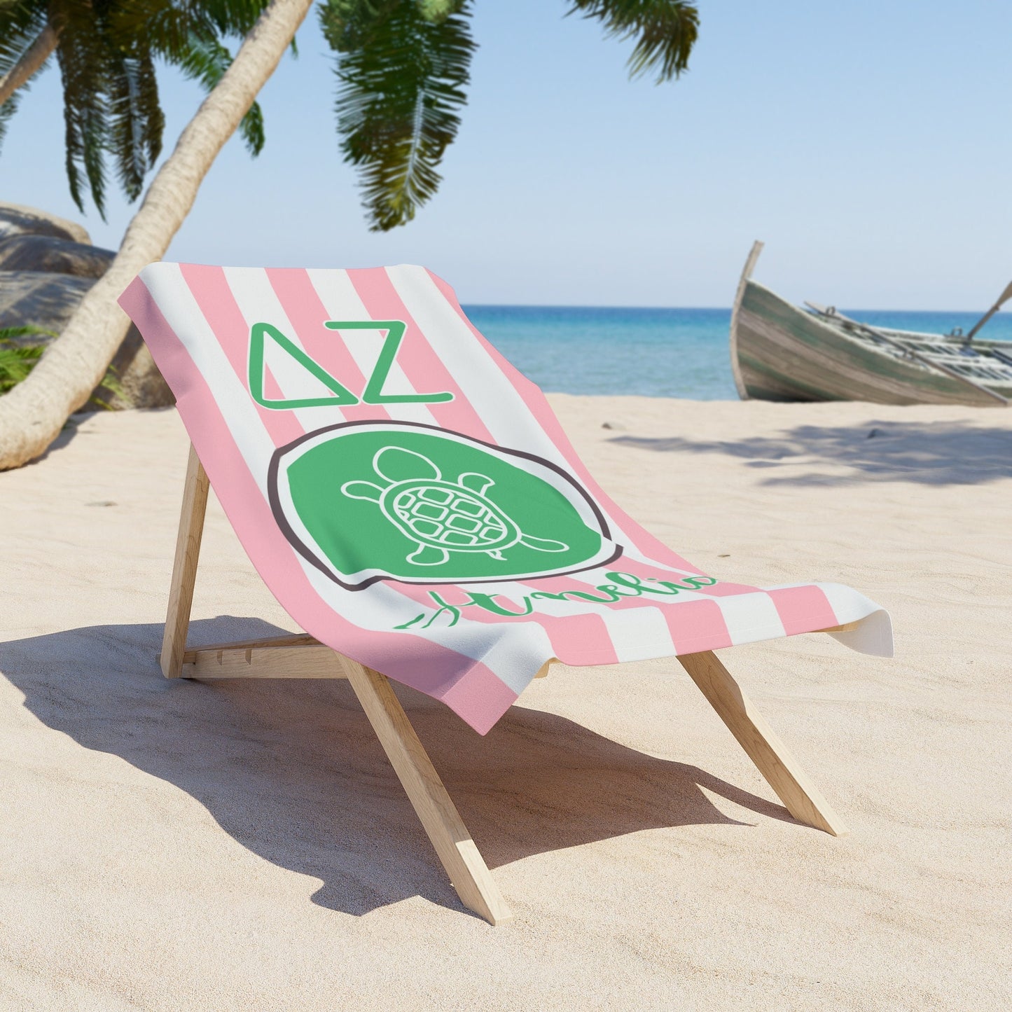 Delta Zeta Turtle Personalized Beach Towel - Ivy Society