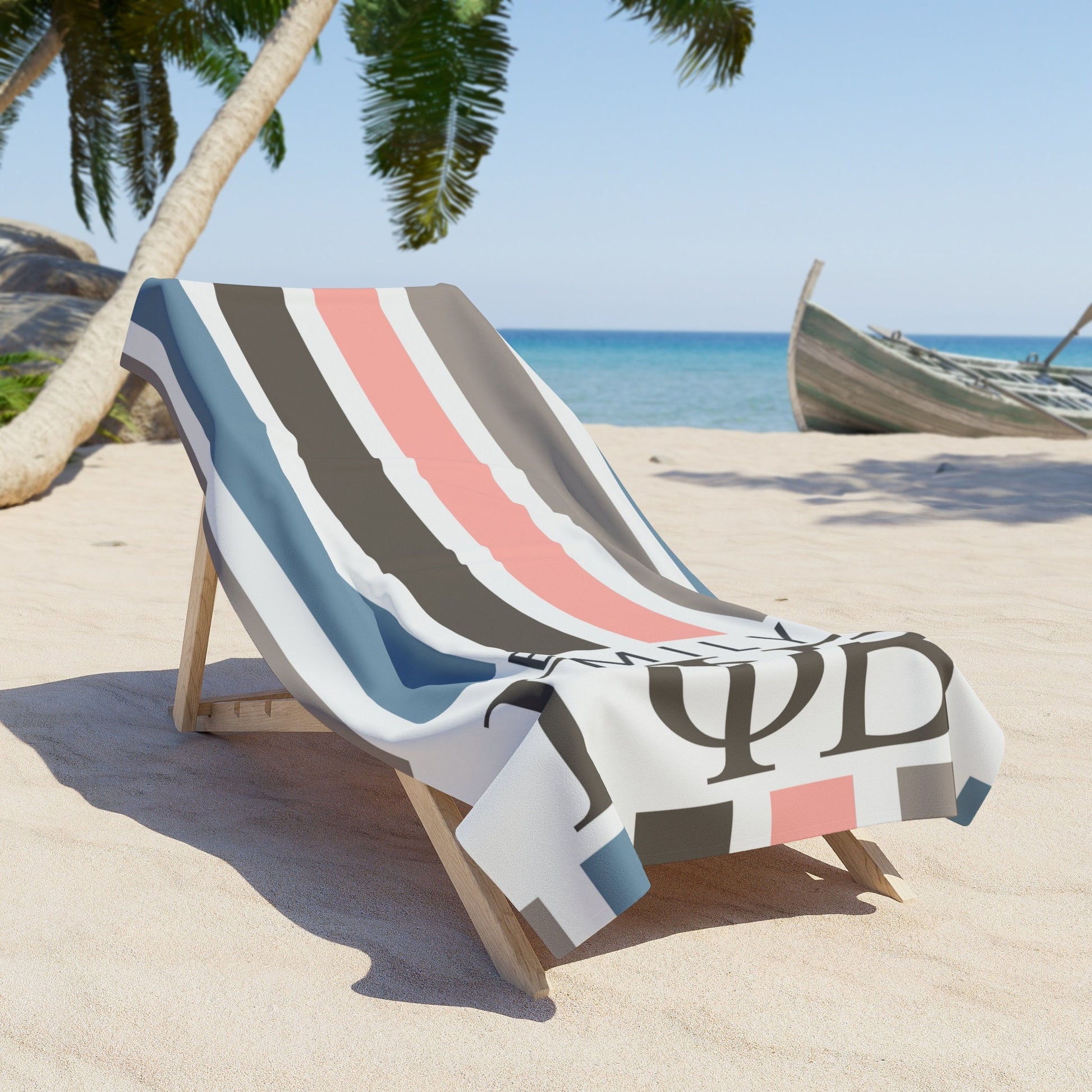 Gamma Phi Beta Personalized Stripe Beach Towel - Ivy Society