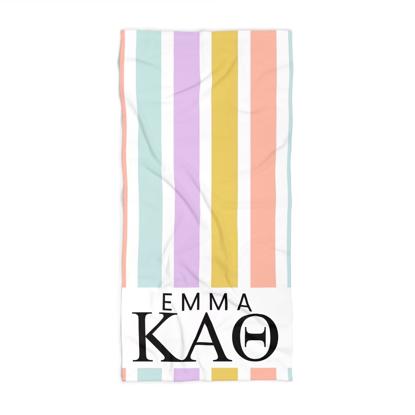 Kappa Alpha Theta Personalized Stripe Beach Towel - Ivy Society