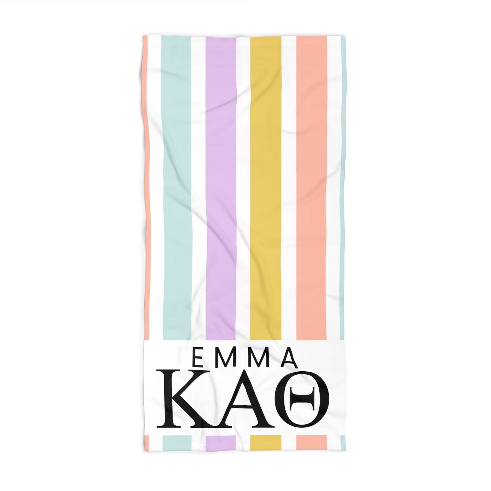Kappa Alpha Theta Personalized Stripe Beach Towel - Ivy Society