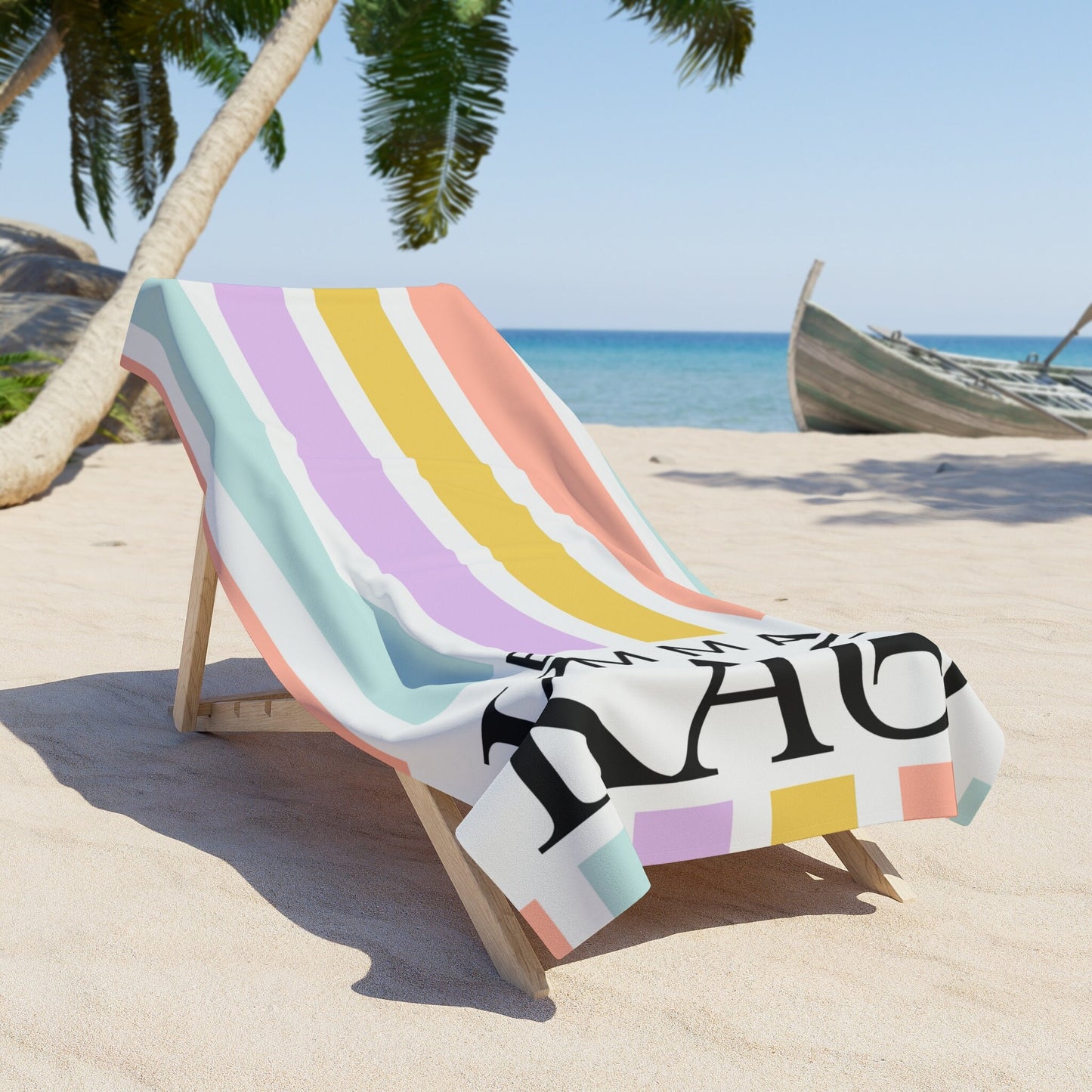 Kappa Alpha Theta Personalized Stripe Beach Towel - Ivy Society