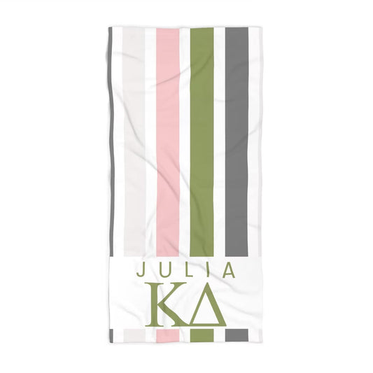 Kappa Delta Personalized Stripe Beach Towel - Ivy Society