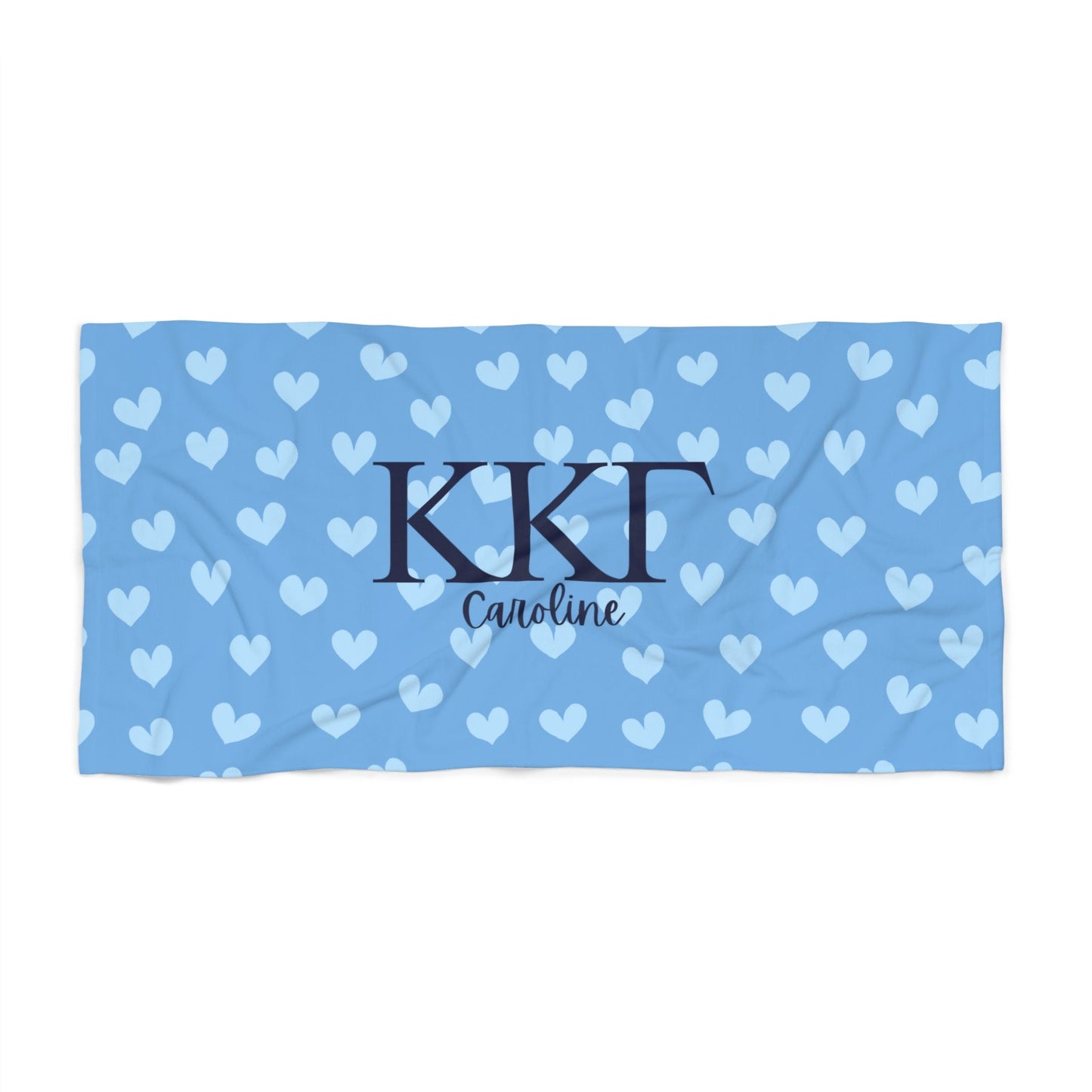 Kappa Kappa Gamma Personalized Heart Beach Towel - Ivy Society