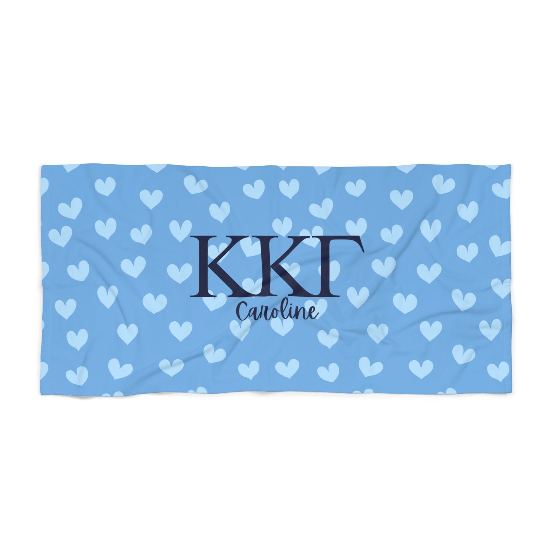 Kappa Kappa Gamma Personalized Heart Beach Towel - Ivy Society