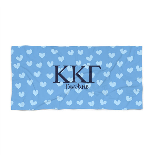 Kappa Kappa Gamma Personalized Heart Beach Towel - Ivy Society