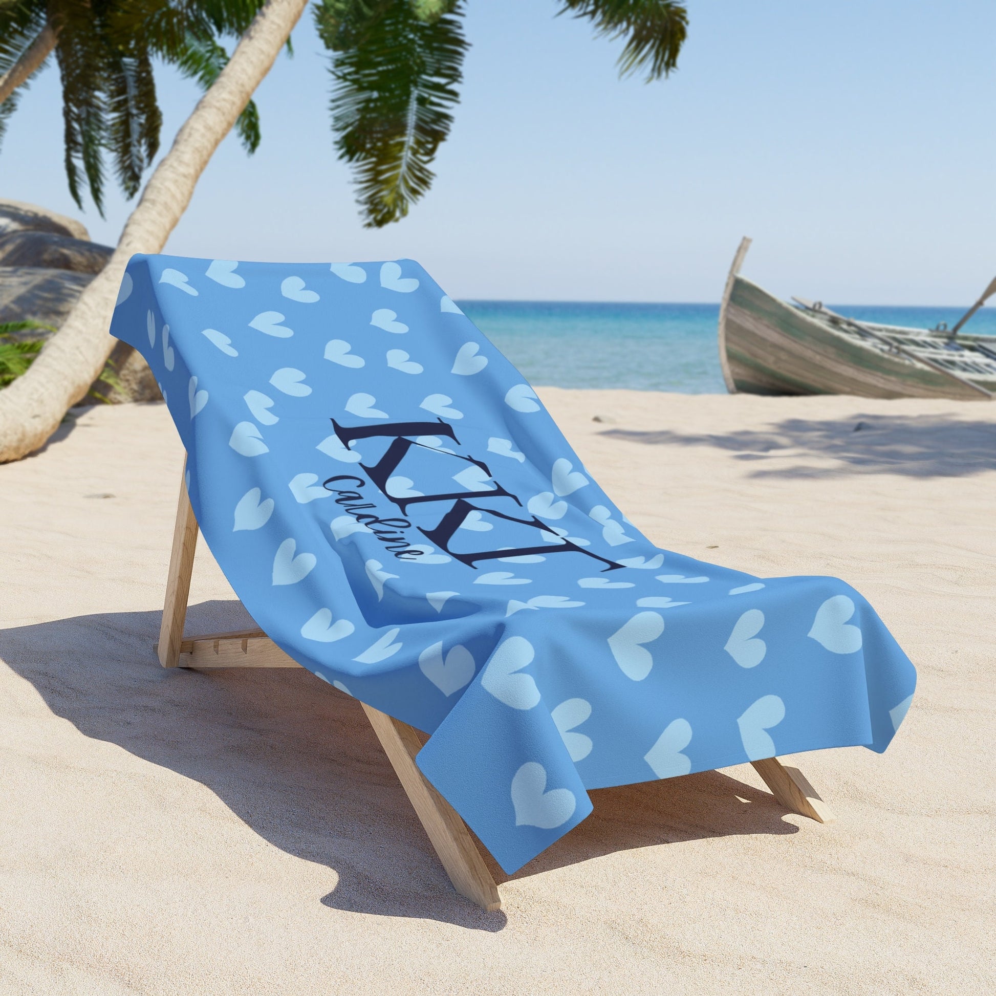Kappa Kappa Gamma Personalized Heart Beach Towel - Ivy Society