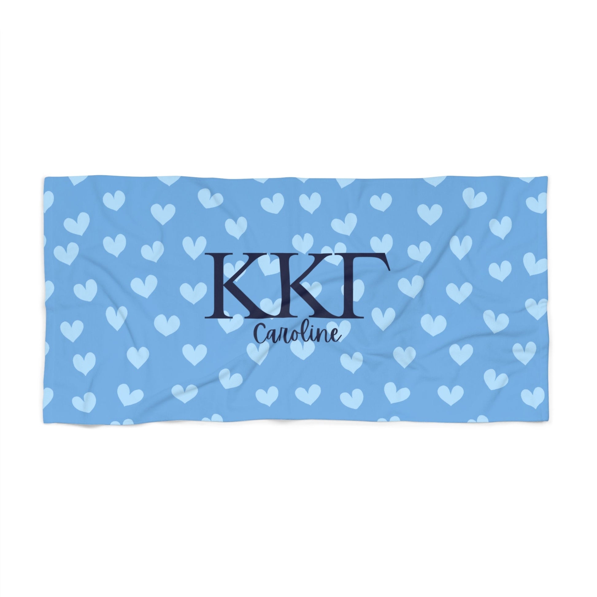 Kappa Kappa Gamma Personalized Heart Beach Towel - Ivy Society