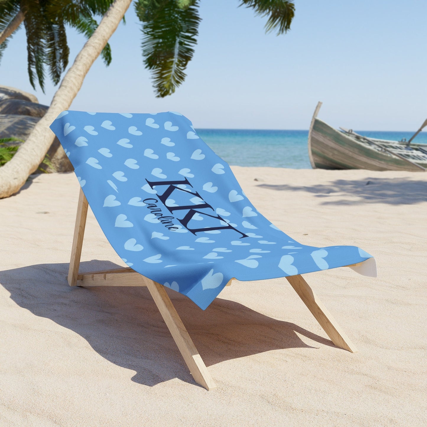 Kappa Kappa Gamma Personalized Heart Beach Towel - Ivy Society