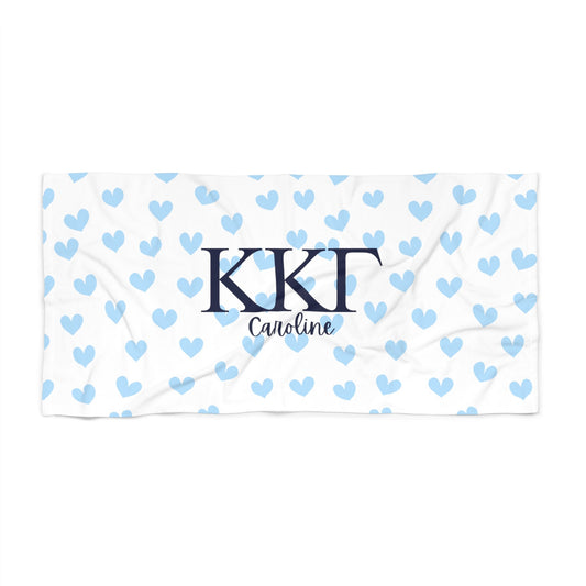 Kappa Kappa Gamma Sorority Personalized Heart Beach Towel - Ivy Society