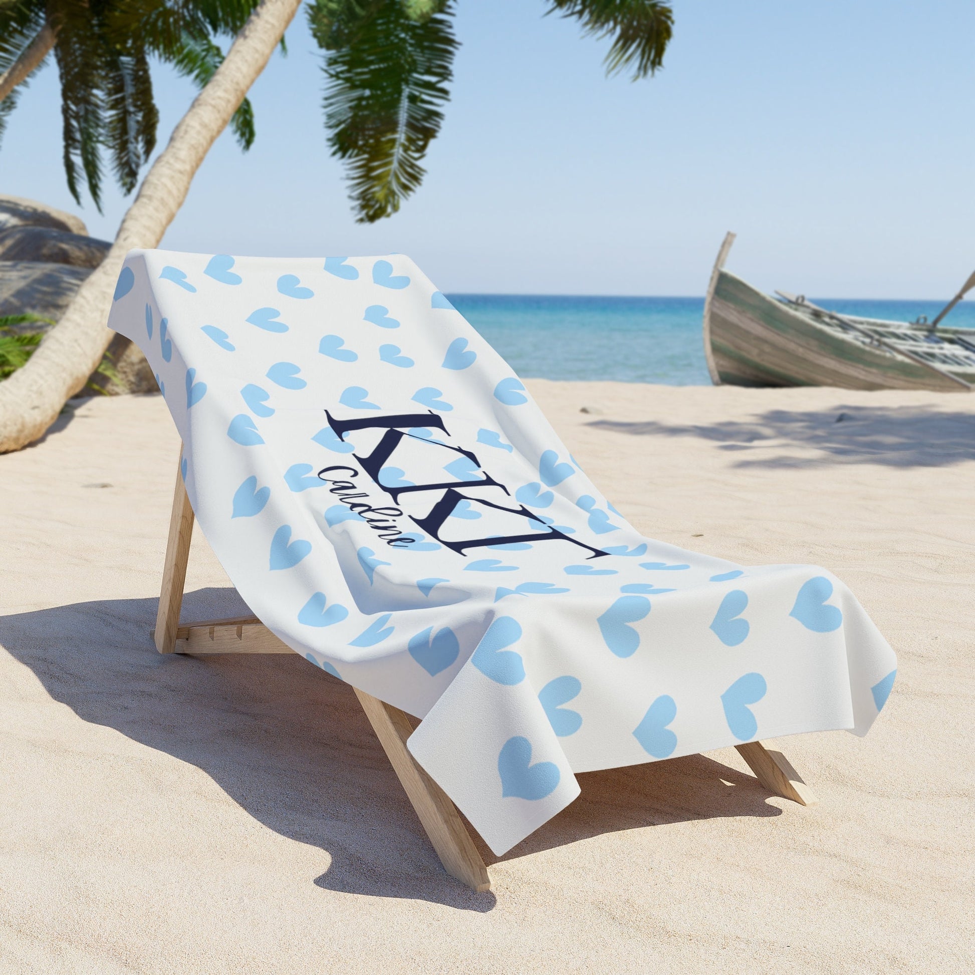 Kappa Kappa Gamma Sorority Personalized Heart Beach Towel - Ivy Society