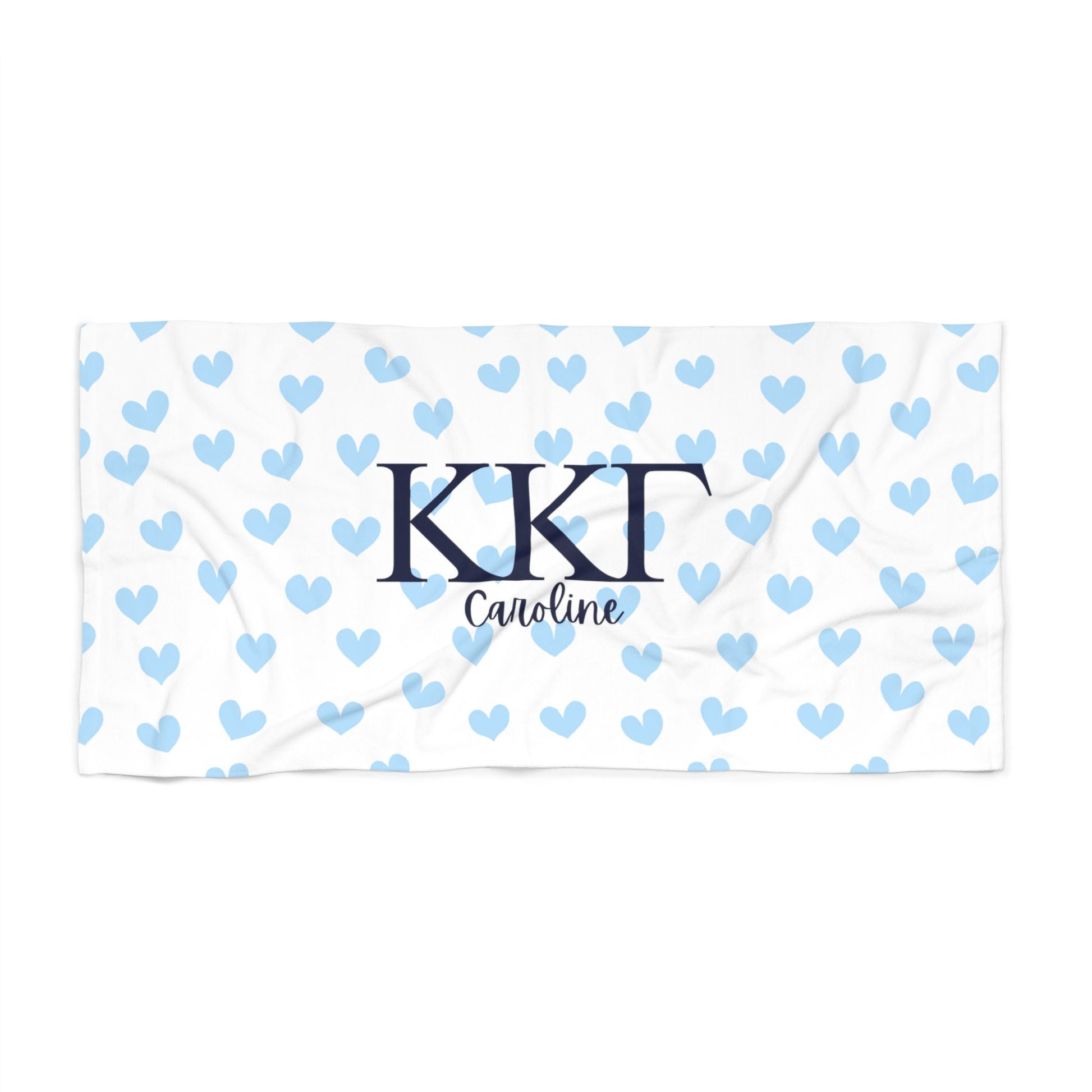 Kappa Kappa Gamma Sorority Personalized Heart Beach Towel - Ivy Society