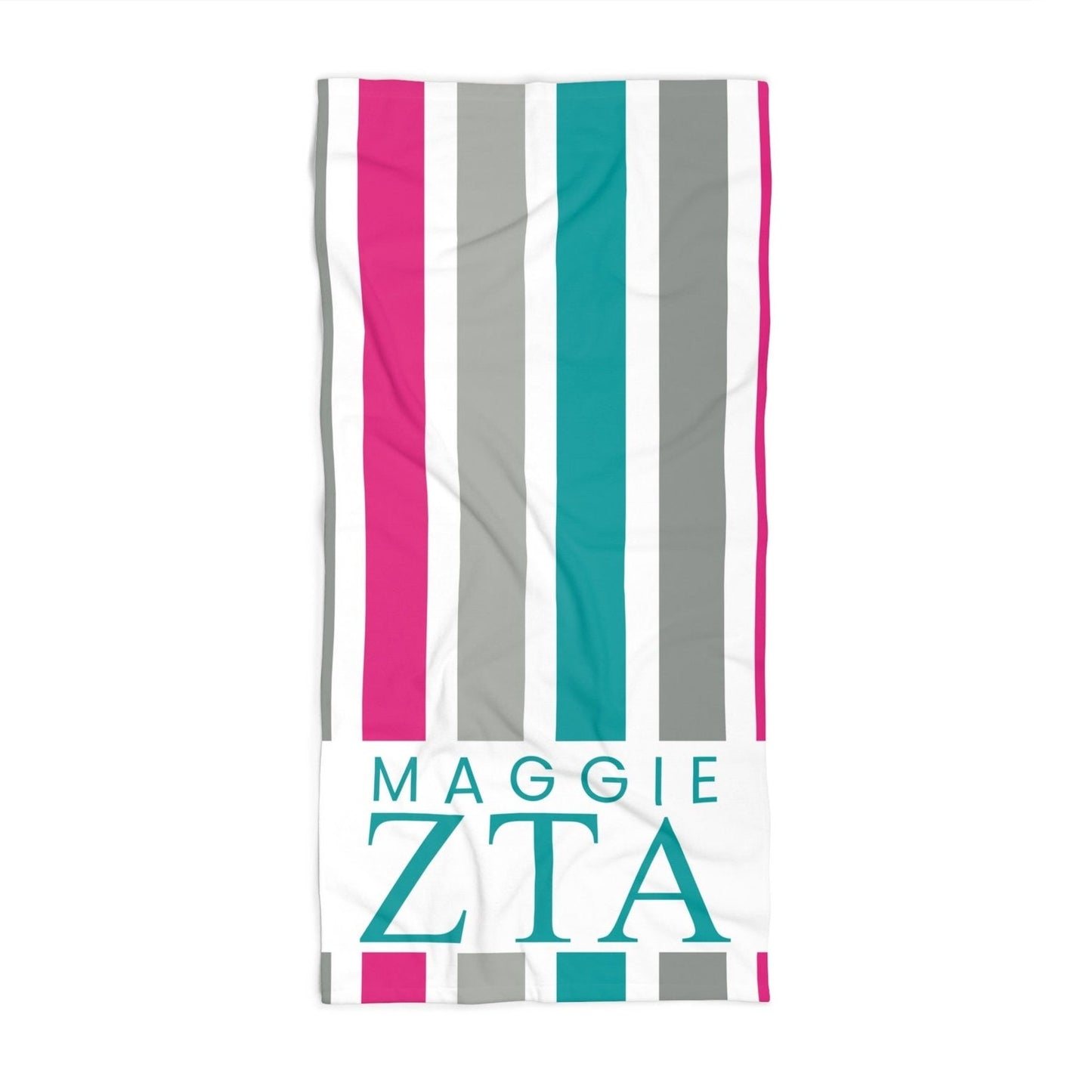 Personalized Zeta Tau Alpha Personalized Stripe Beach Towel - Ivy Society