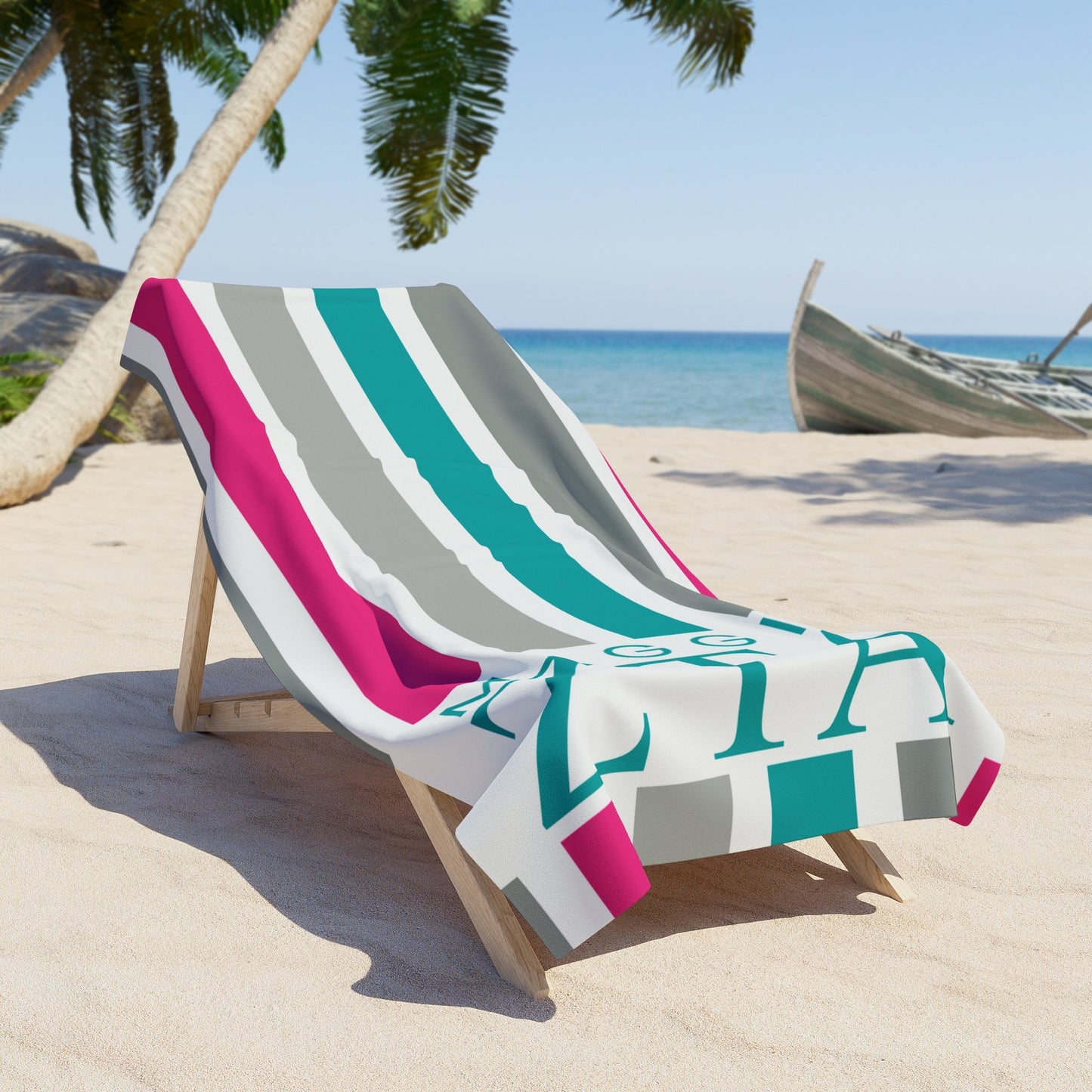 Personalized Zeta Tau Alpha Personalized Stripe Beach Towel - Ivy Society