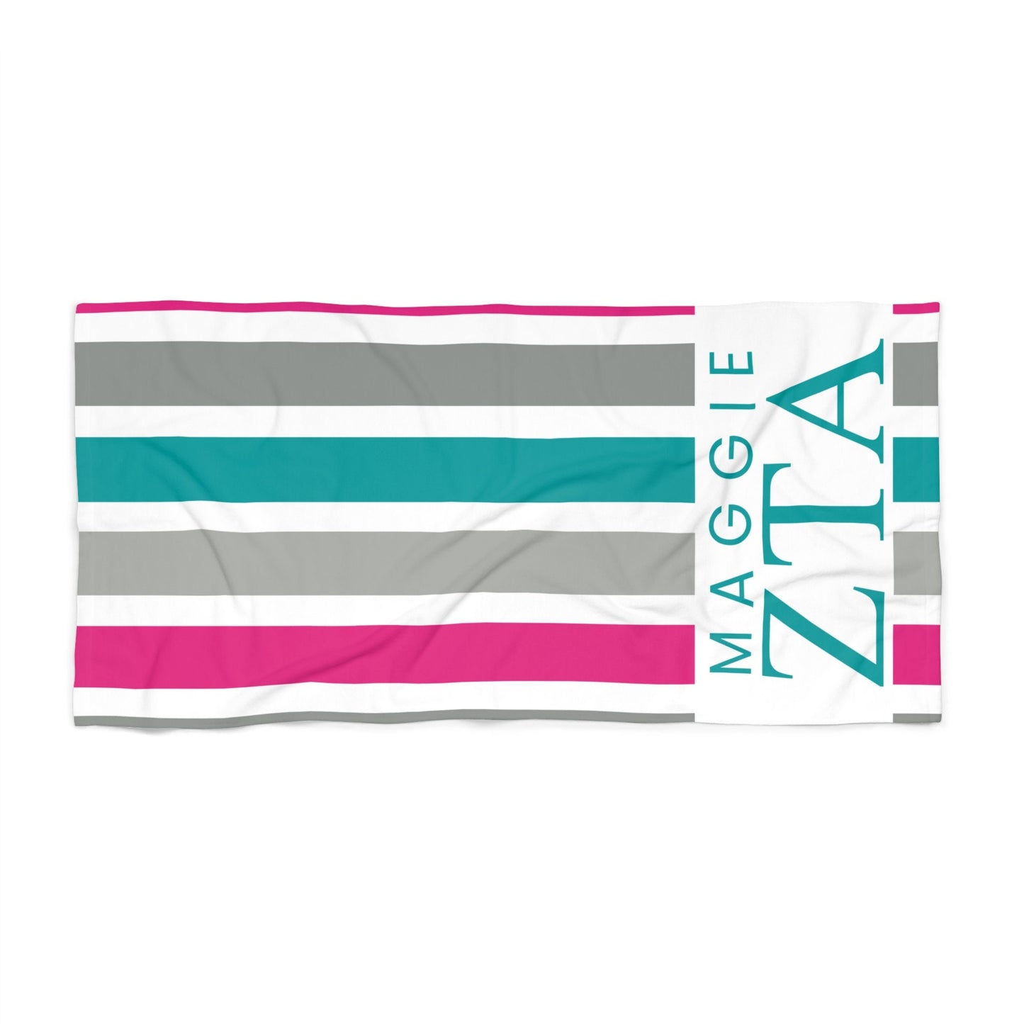 Personalized Zeta Tau Alpha Personalized Stripe Beach Towel - Ivy Society