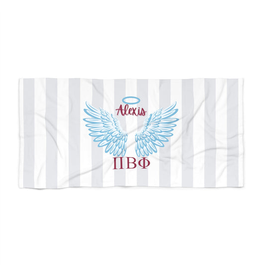 Pi Beta Phi Personalized Angel Wing Beach Towel - Ivy Society