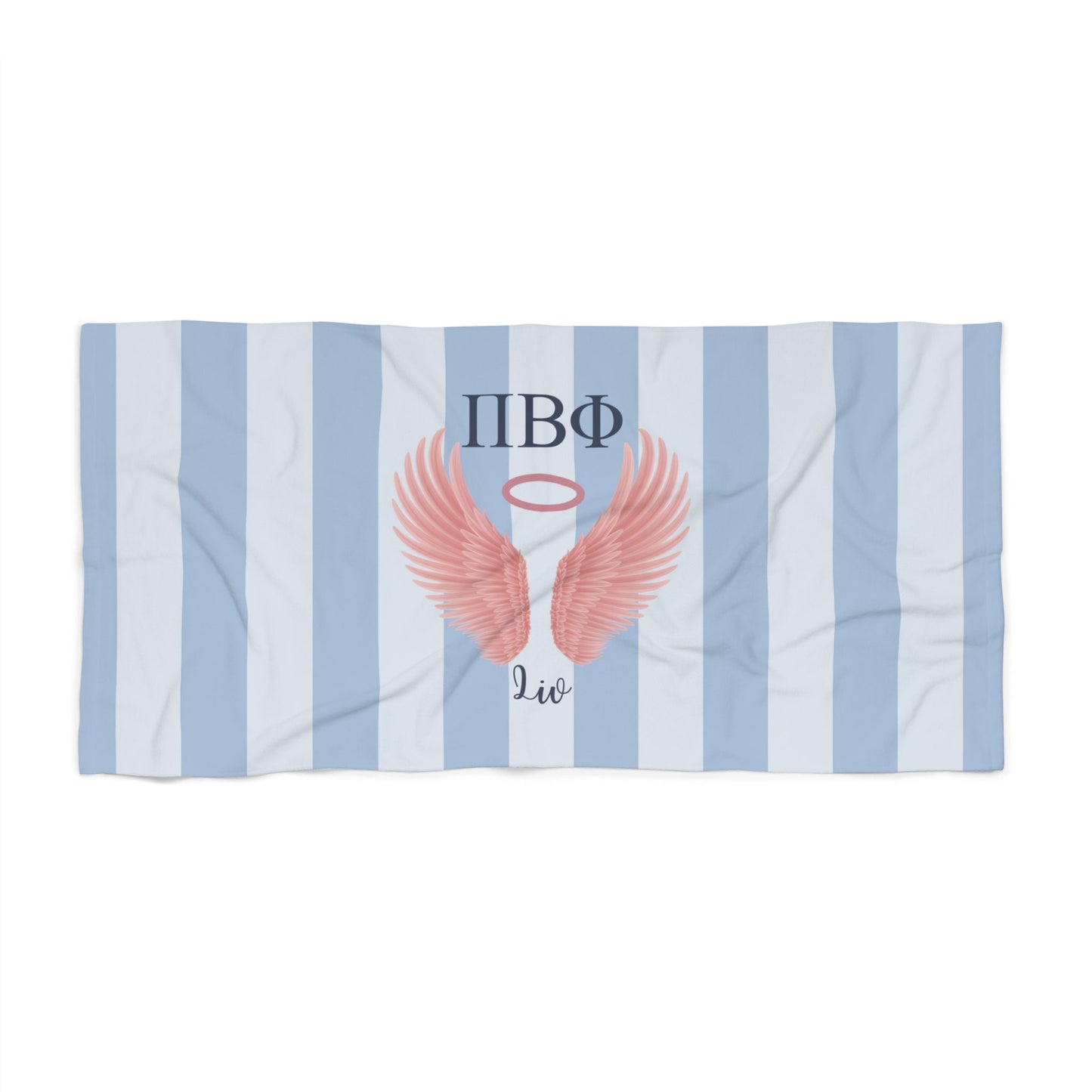 Pi Beta Phi Personalized Pink Angel Wing Beach Towel - Ivy Society