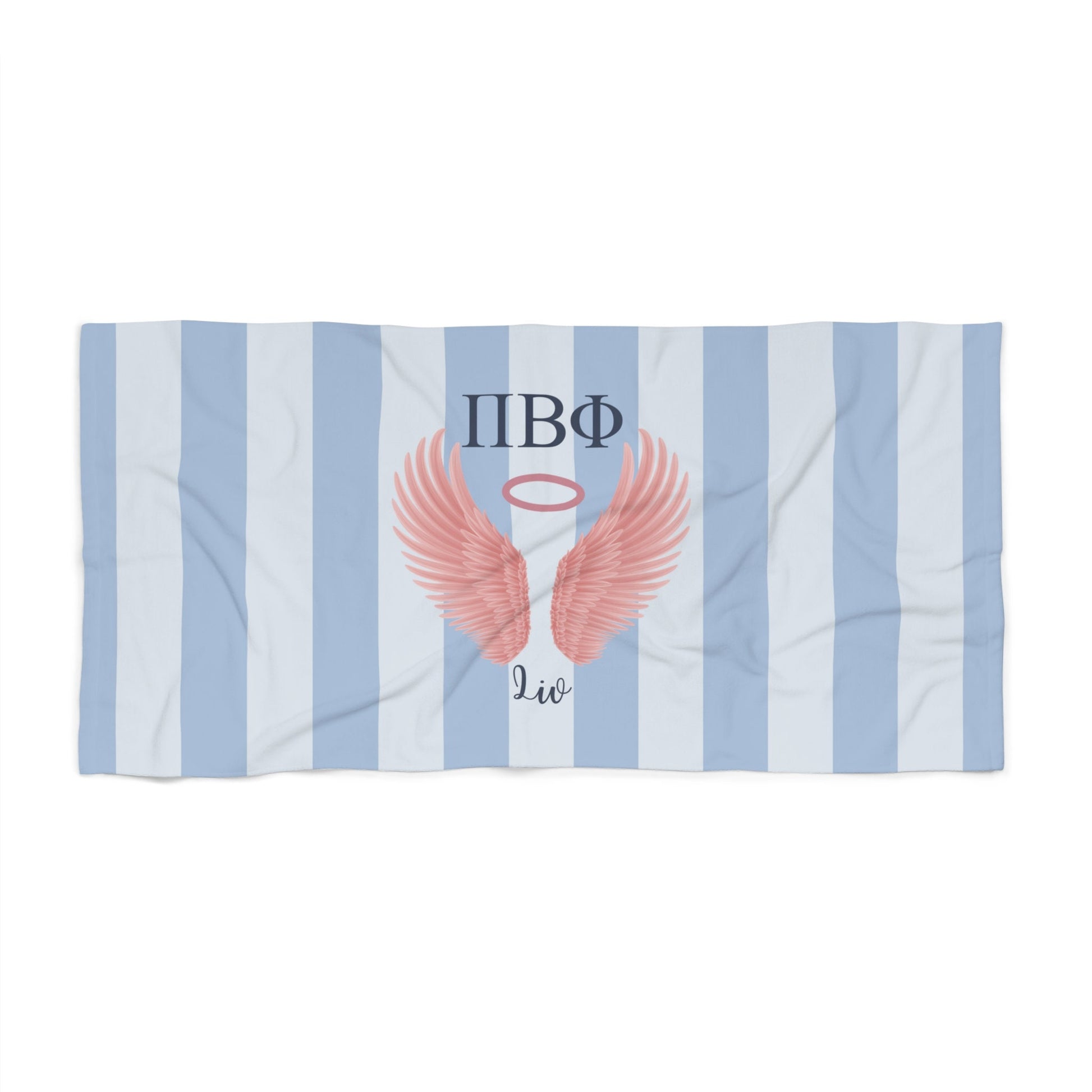 Pi Beta Phi Personalized Pink Angel Wing Beach Towel - Ivy Society