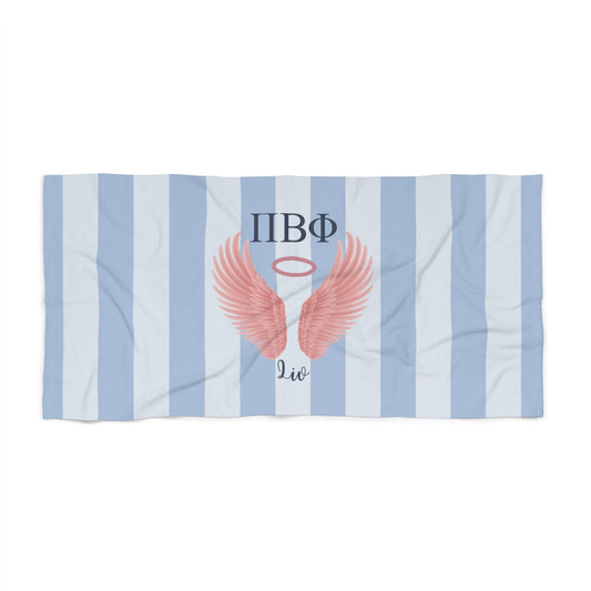 Pi Beta Phi Personalized Pink Angel Wing Beach Towel - Ivy Society