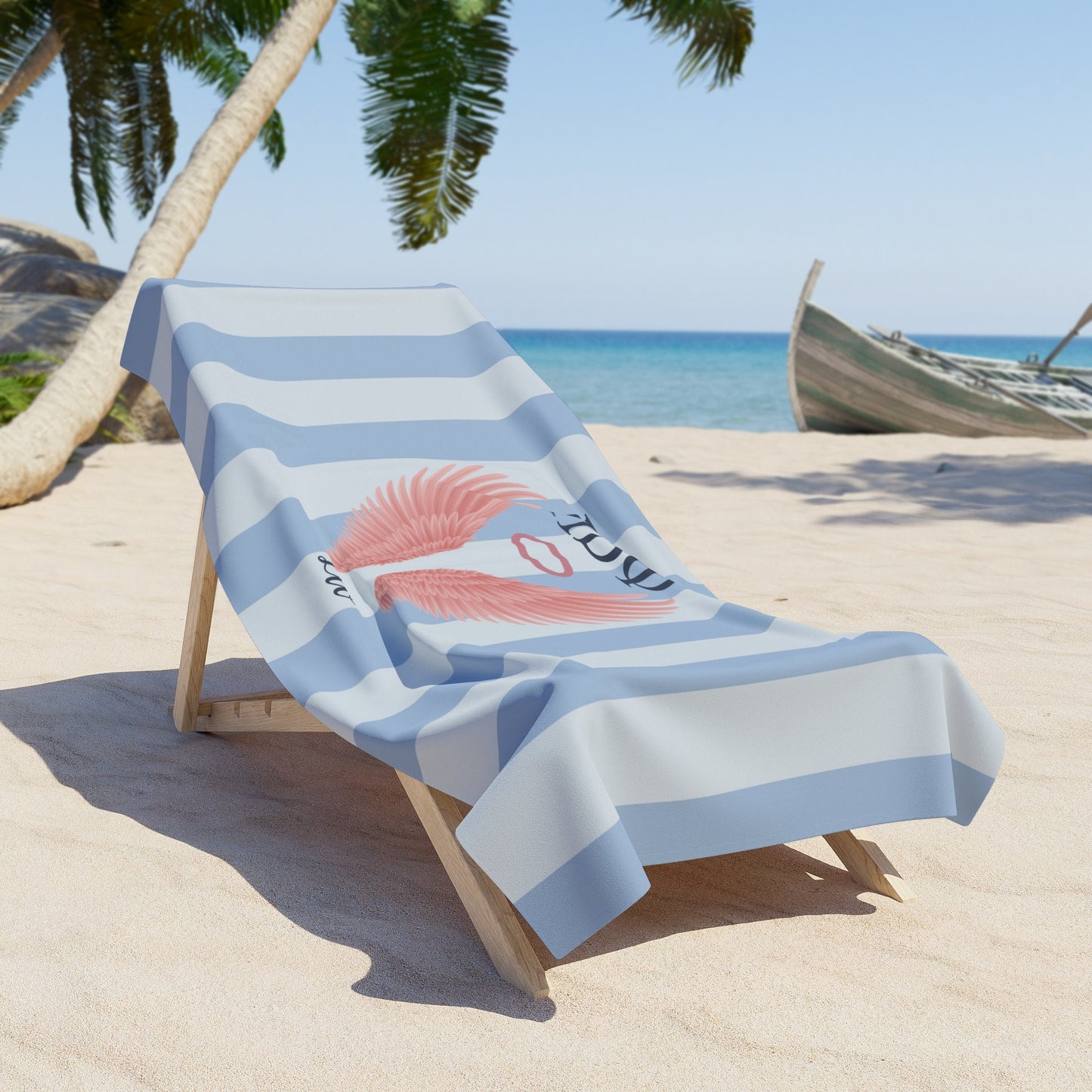 Pi Beta Phi Personalized Pink Angel Wing Beach Towel - Ivy Society