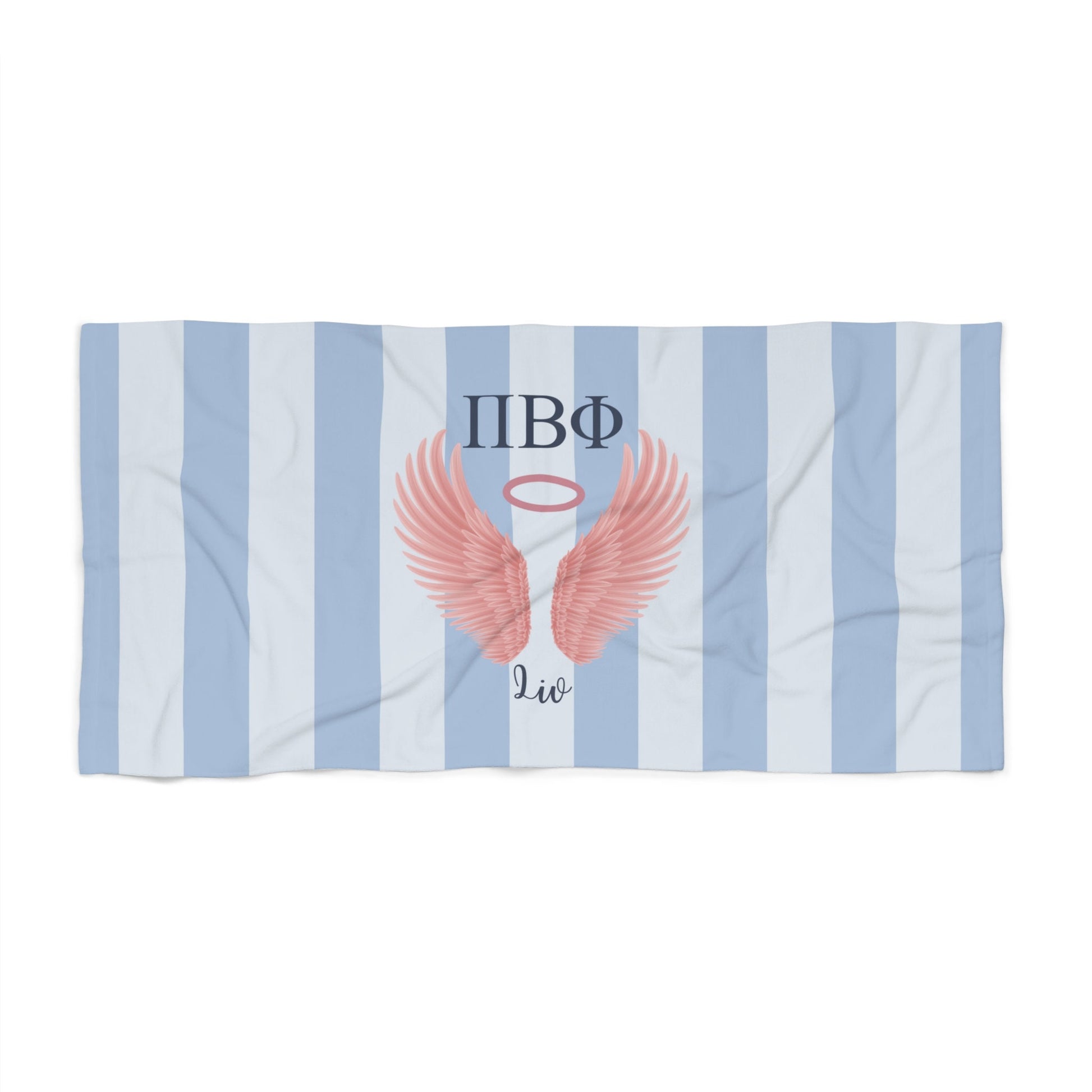 Pi Beta Phi Personalized Pink Angel Wing Beach Towel - Ivy Society