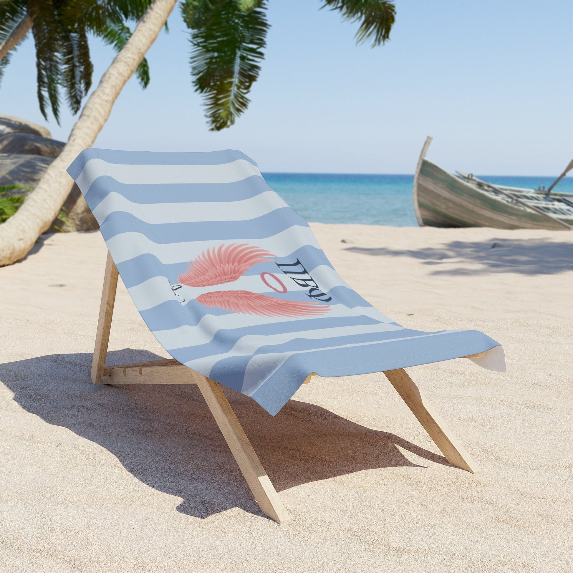 Pi Beta Phi Personalized Pink Angel Wing Beach Towel - Ivy Society