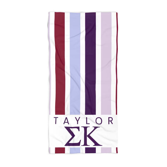 Sigma Kappa Personalized Stripe Beach Towel - Ivy Society