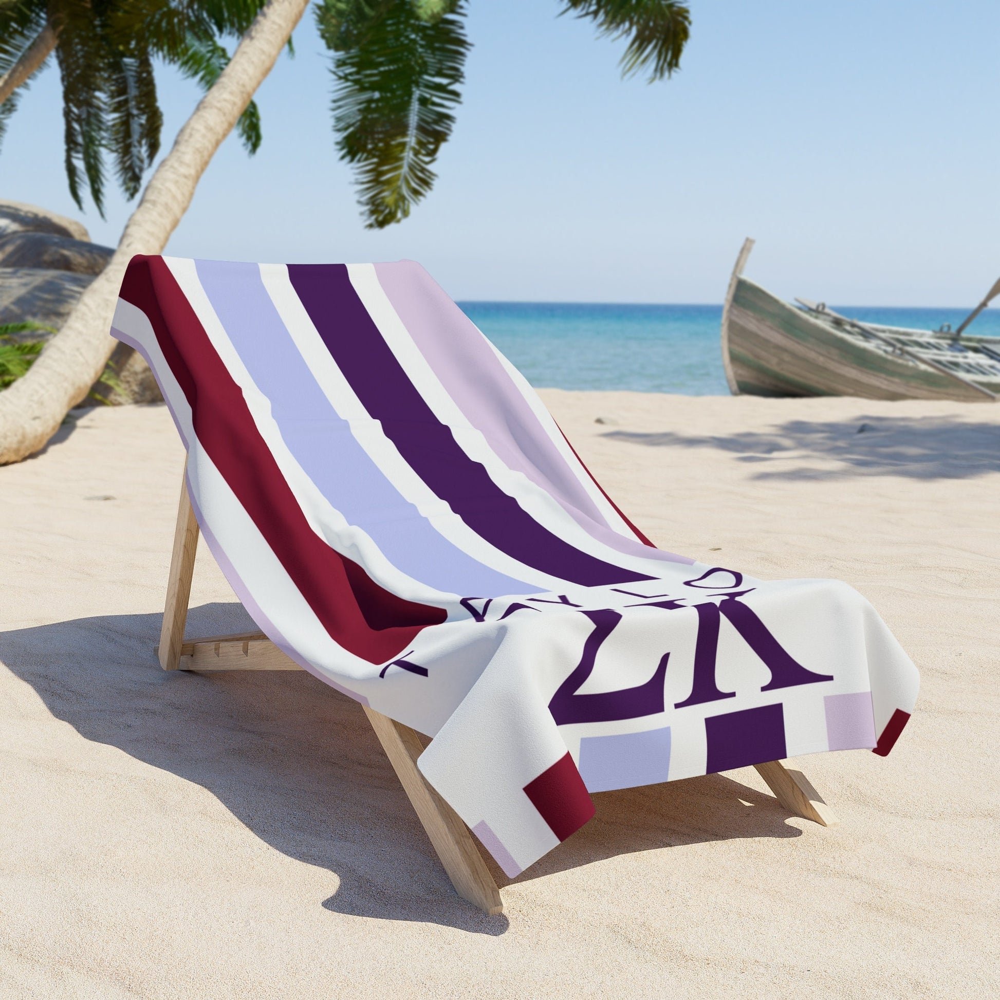 Sigma Kappa Personalized Stripe Beach Towel - Ivy Society