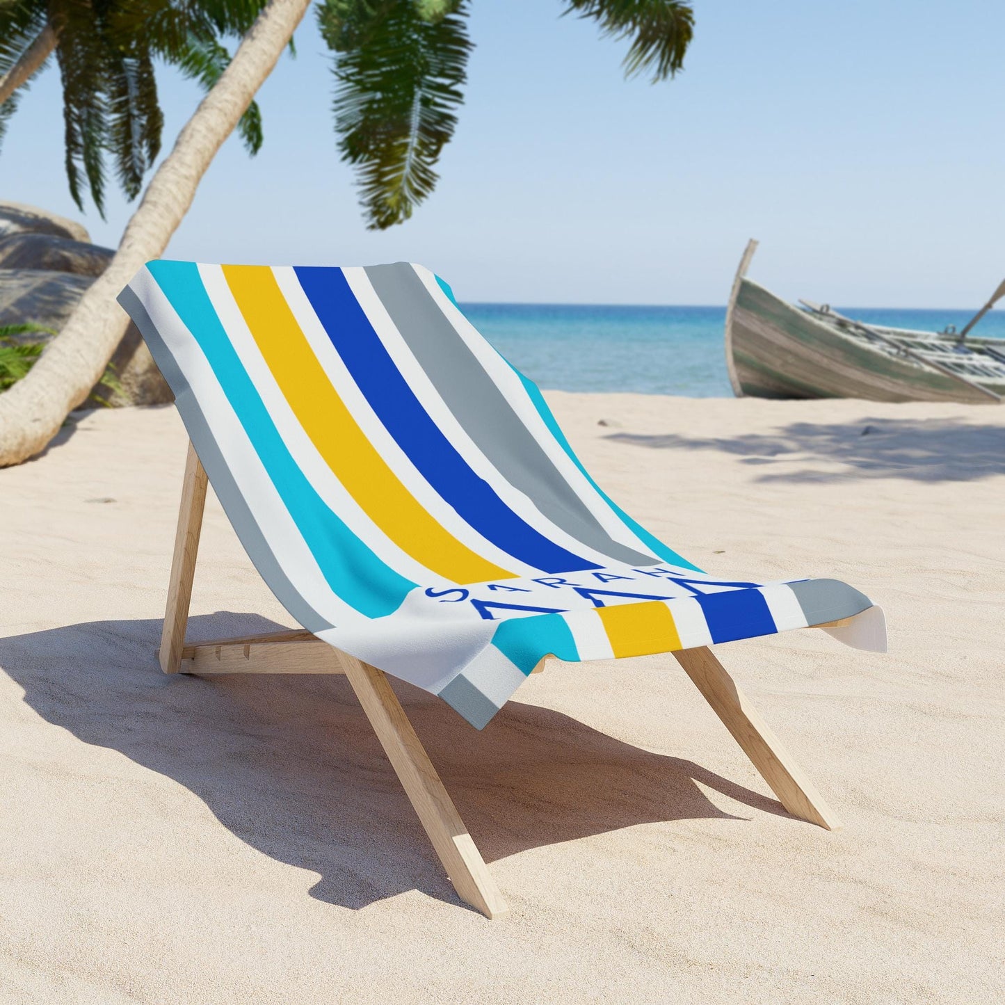 Tri Delta Personalized Stripe Beach Towel - Ivy Society