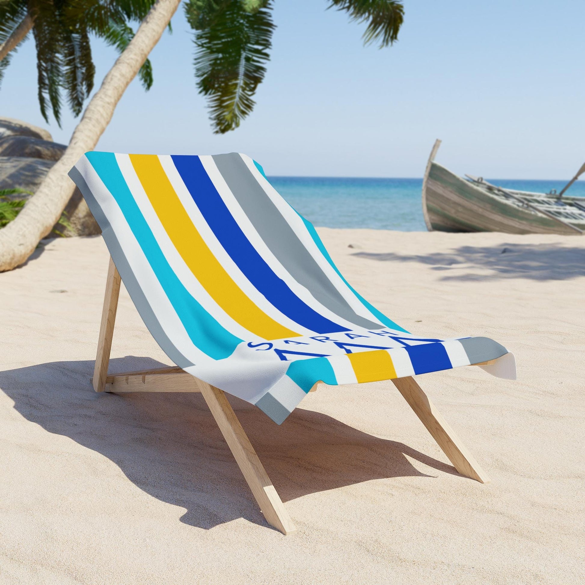 Tri Delta Personalized  Stripe Beach Towel - Ivy Society