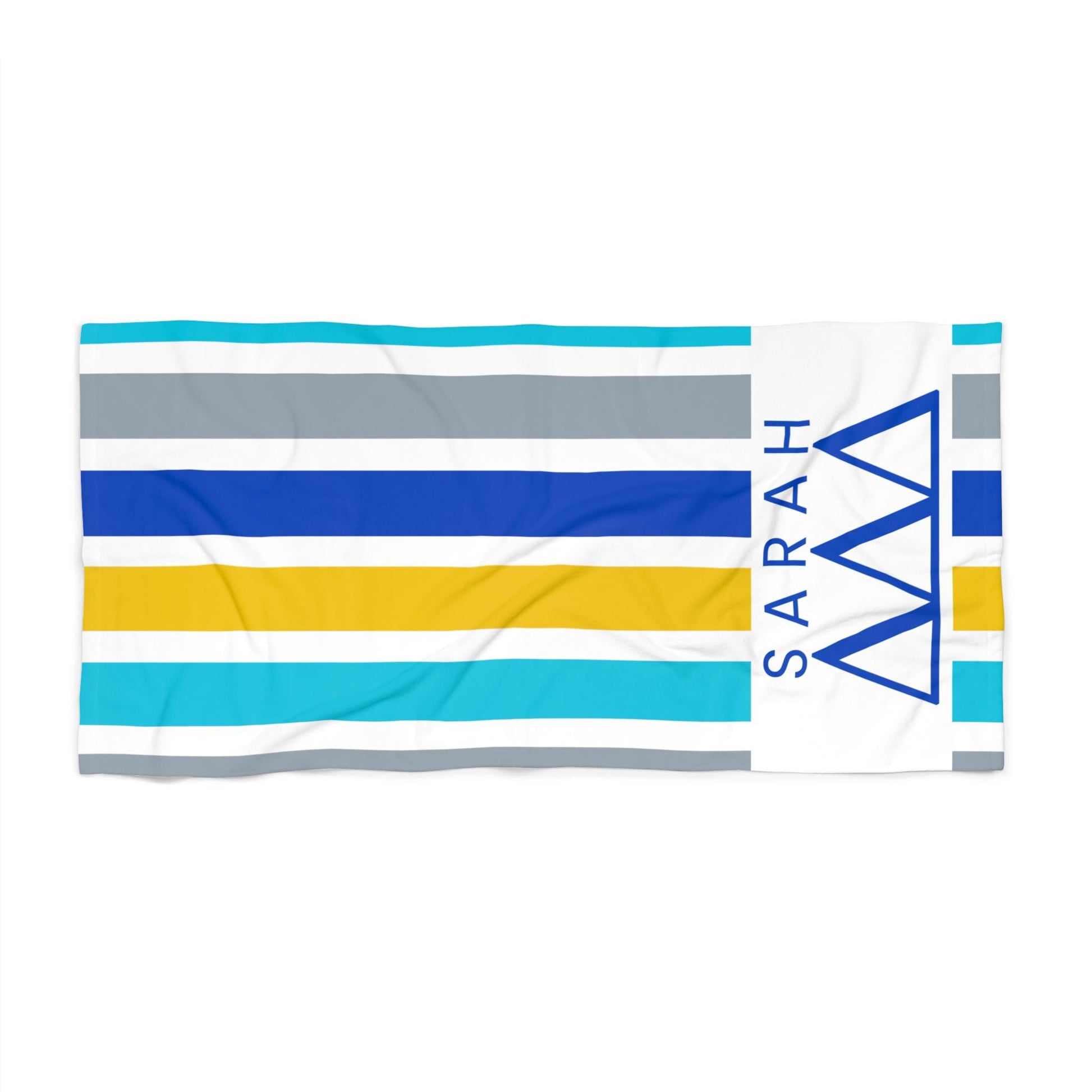 Tri Delta Personalized  Stripe Beach Towel - Ivy Society
