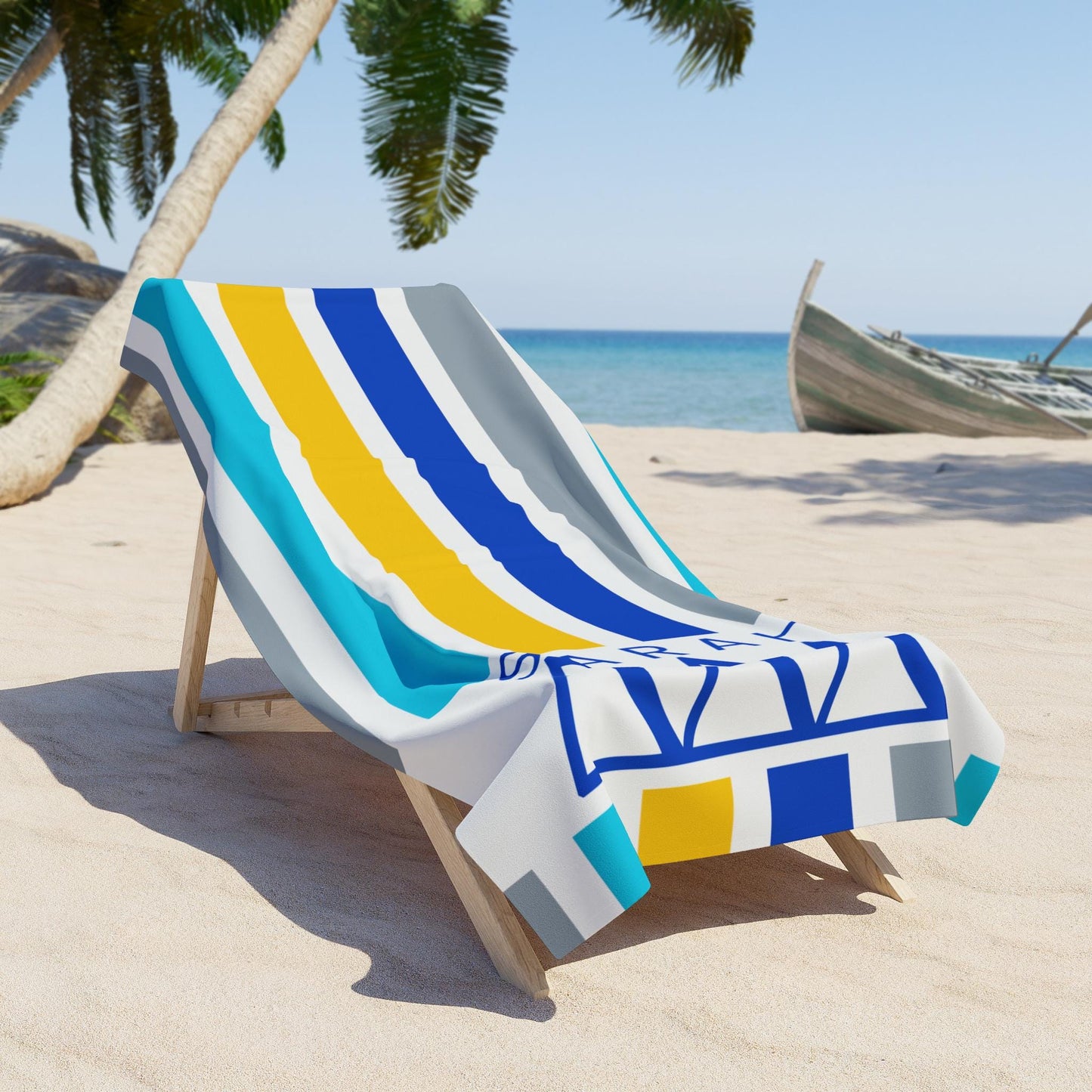 Tri Delta Personalized Stripe Beach Towel - Ivy Society