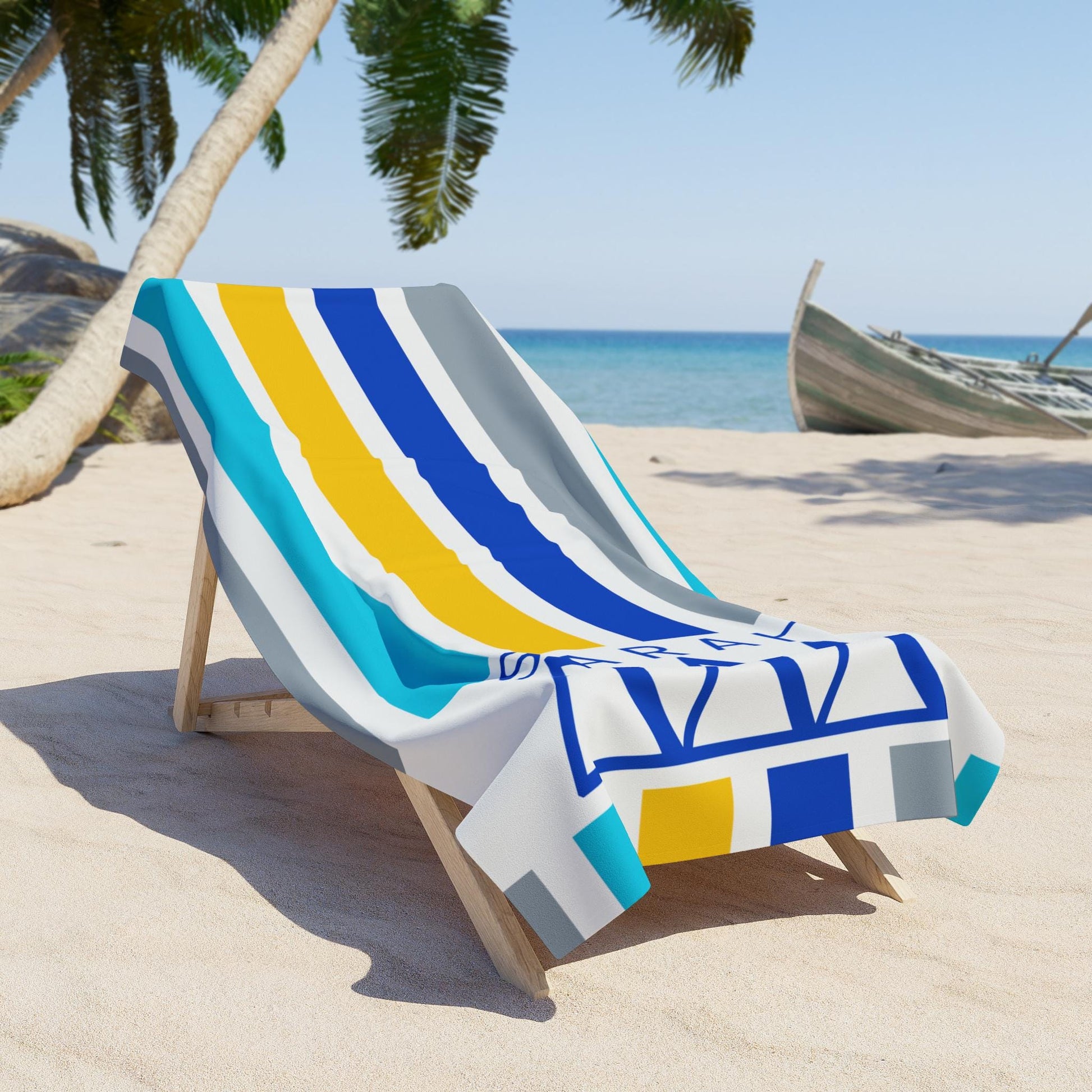 Tri Delta Personalized  Stripe Beach Towel - Ivy Society