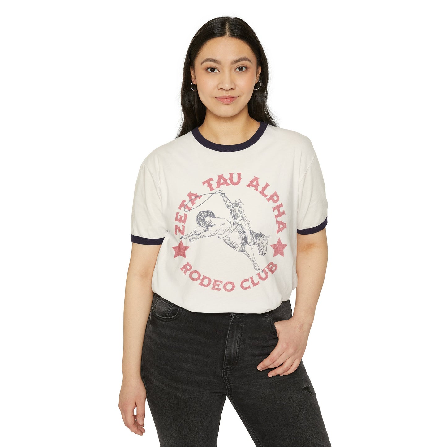 Zeta Tau Alpha Rodeo Ringer Tee - Ivy Society