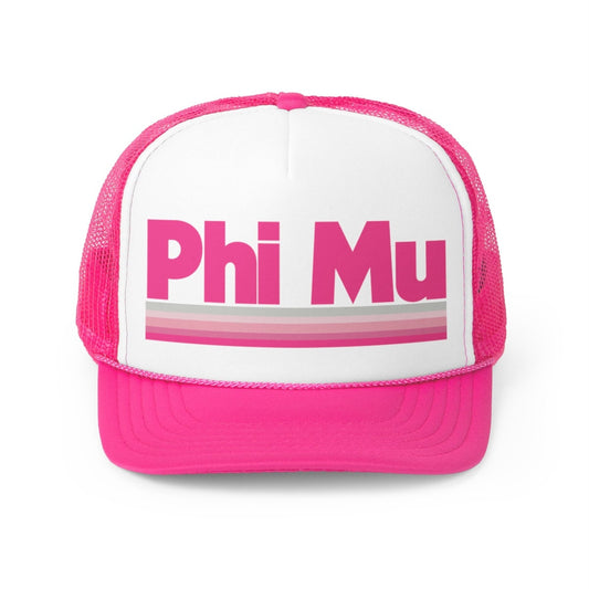 Phi Mu Retro Stripe Trucker Hat - Ivy Society
