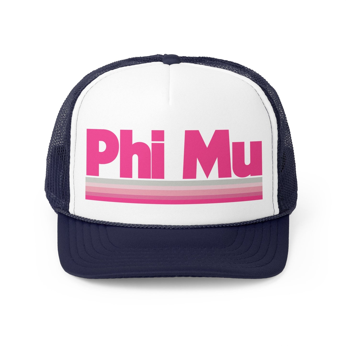 Phi Mu Retro Stripe Trucker Hat - Ivy Society