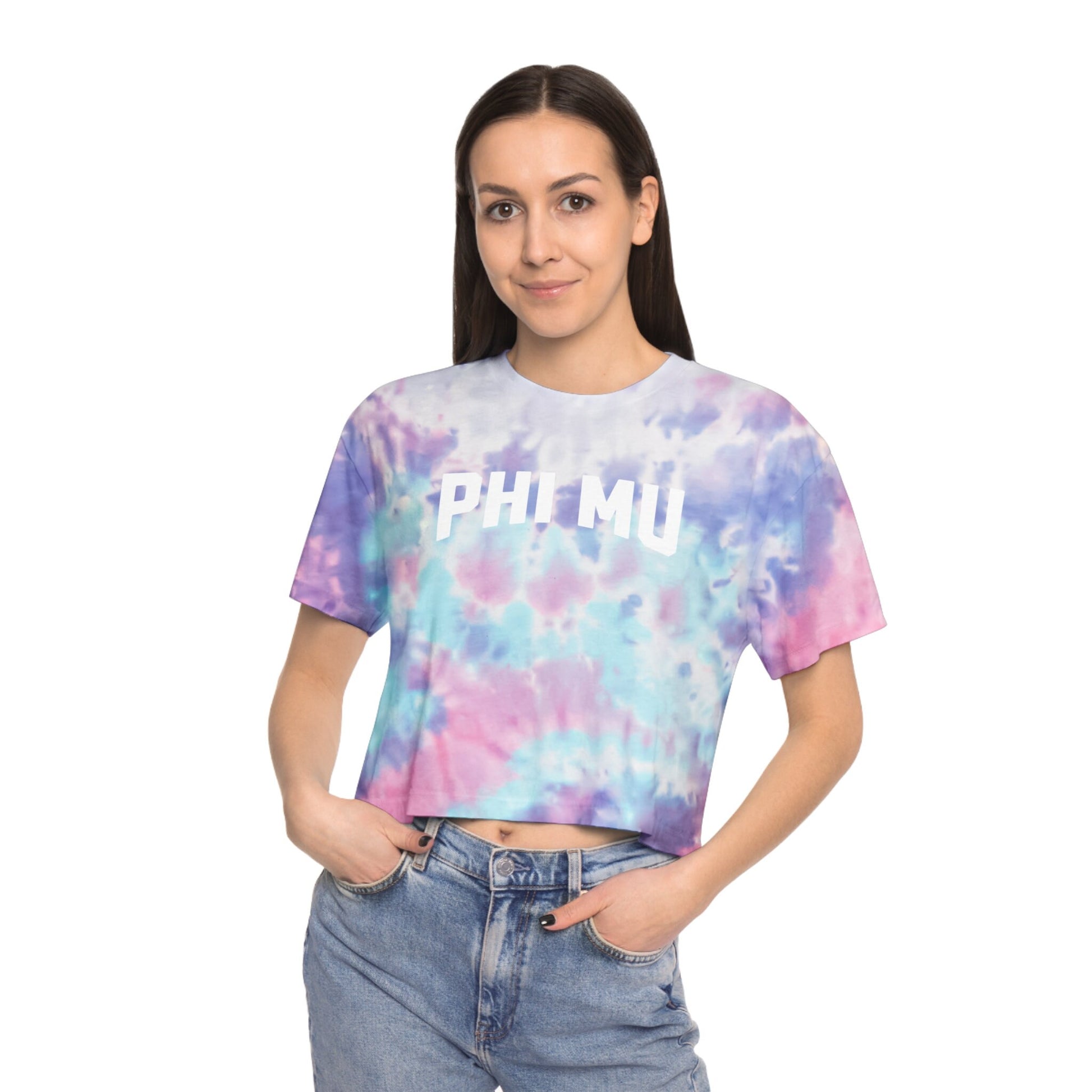 Phi Mu Tie Dye Crop Top Tee - Ivy Society
