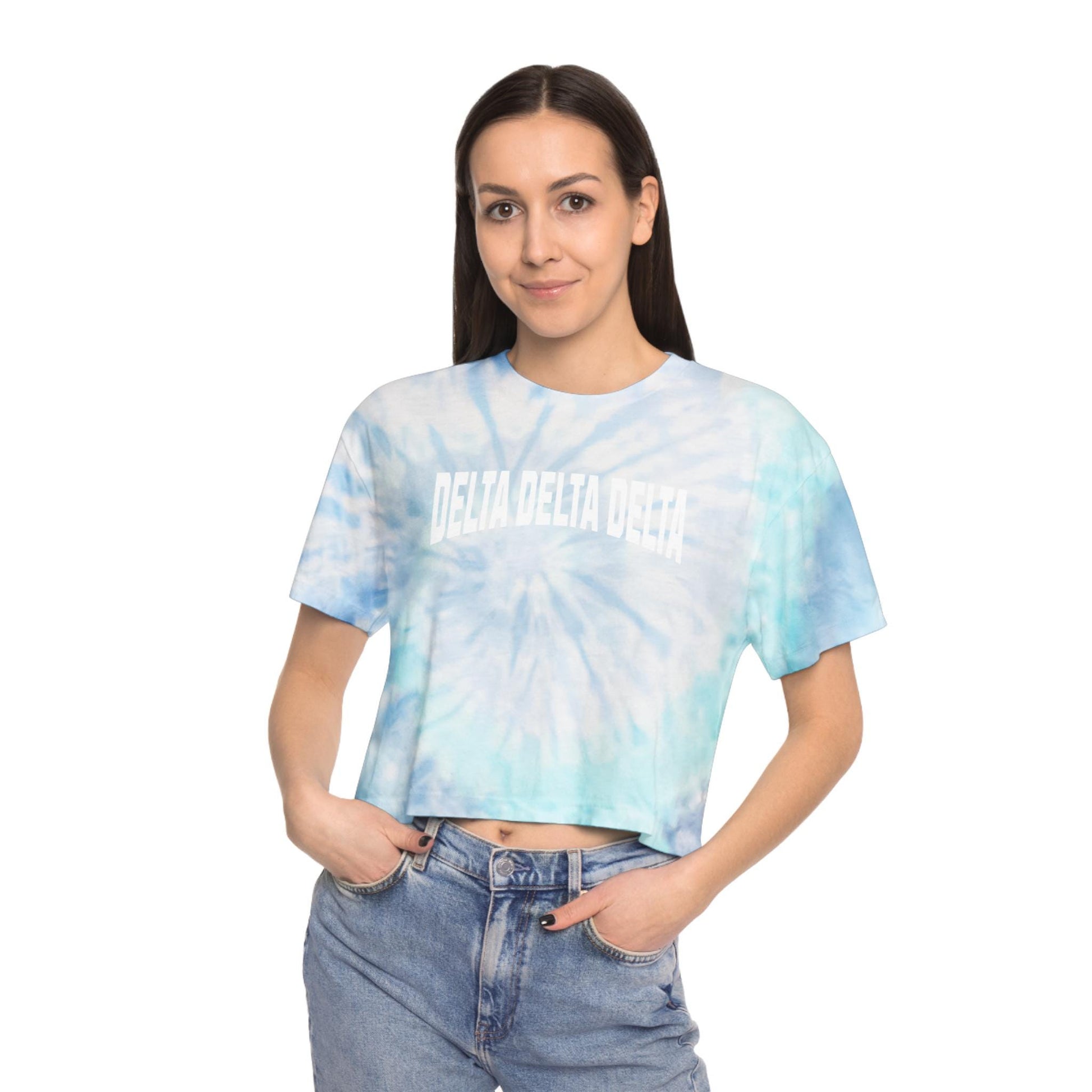 Tri Delta Tie Dye Crop Top Tshirt - Ivy Society