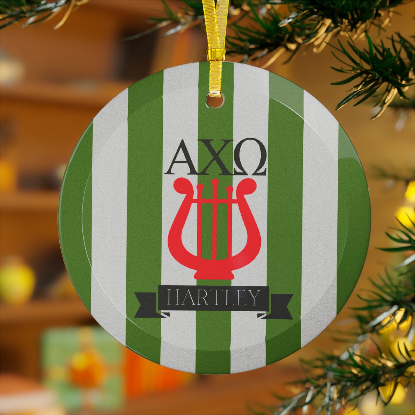 Alpha Chi Omega Personalized Lyre Ornament - Ivy Society