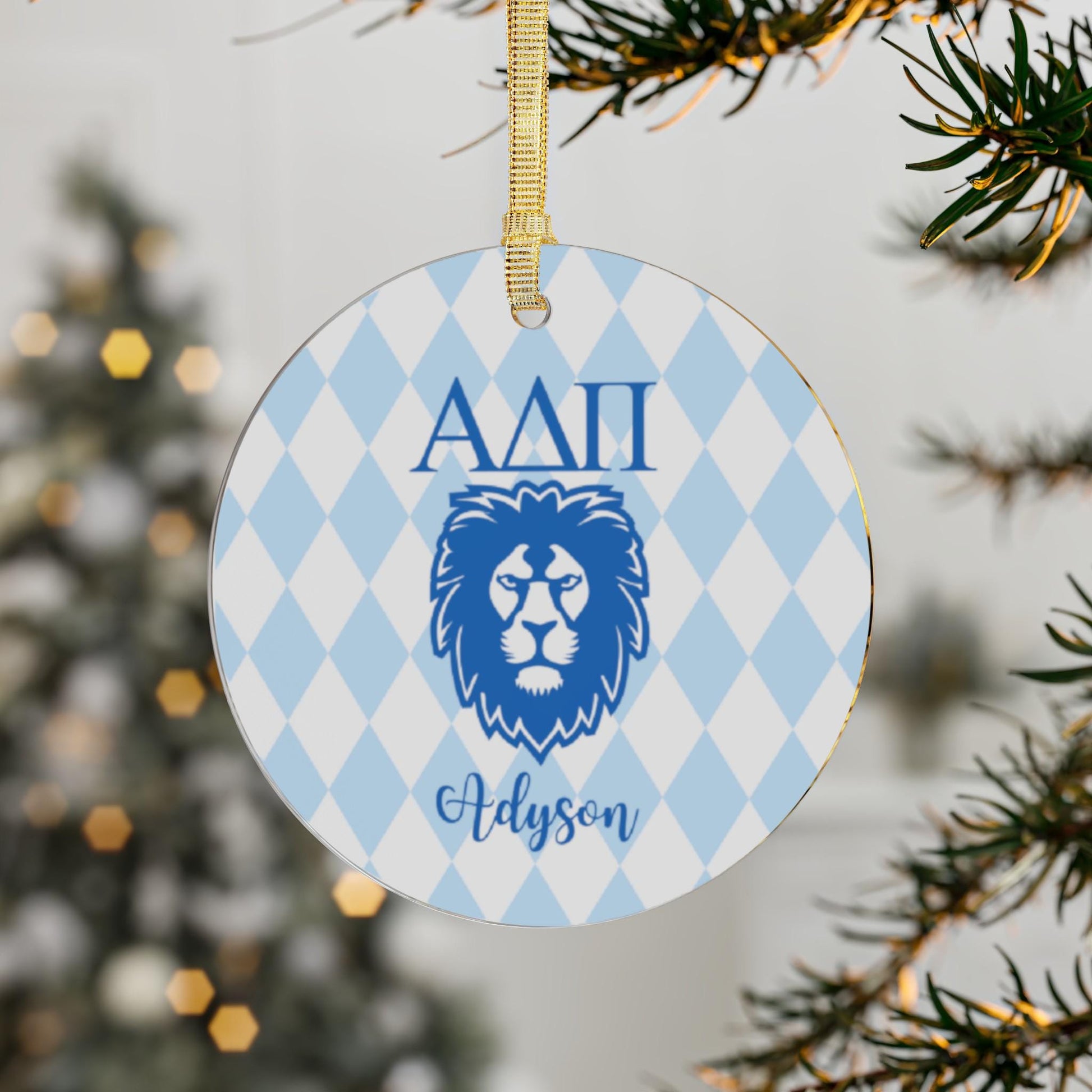 Alpha Delta Pi Personalized Lion Ornament - Ivy Society