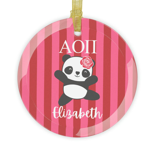 Alpha Omicron Pi Personalized Panda Ornament - Ivy Society