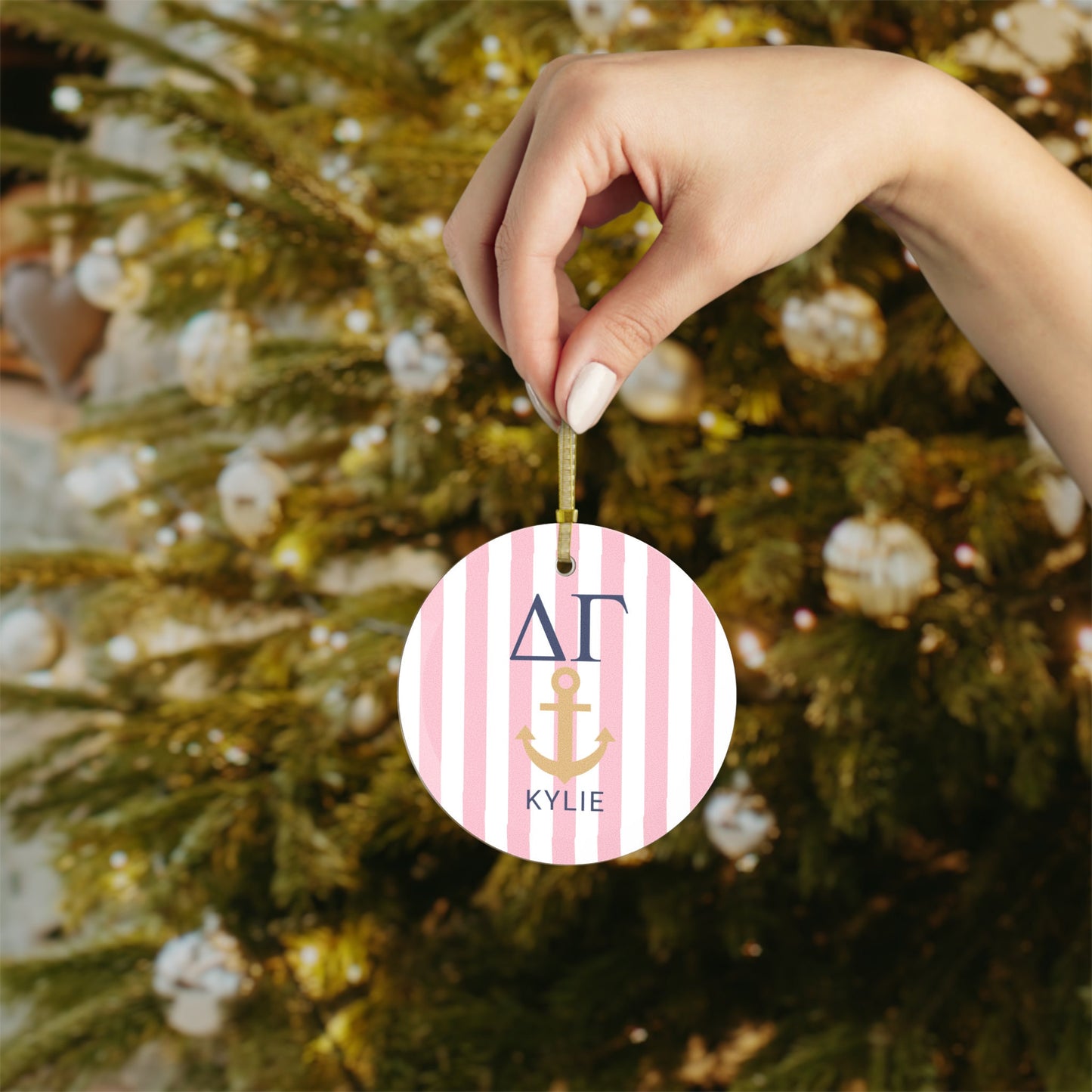 Delta Gamma Personalized Anchor Ornament - Ivy Society