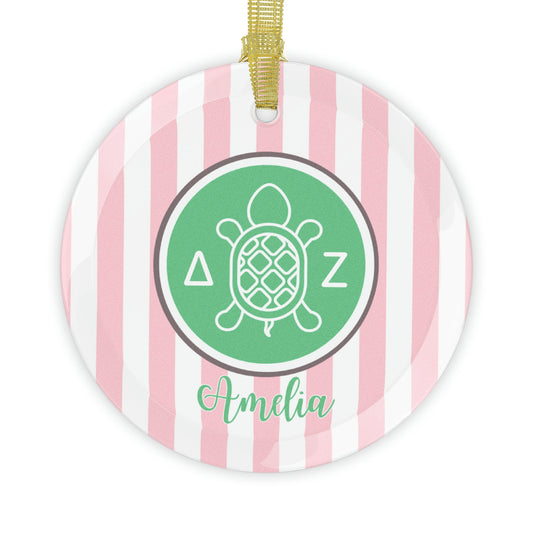 Delta Zeta Personalized Turtle Ornament - Ivy Society