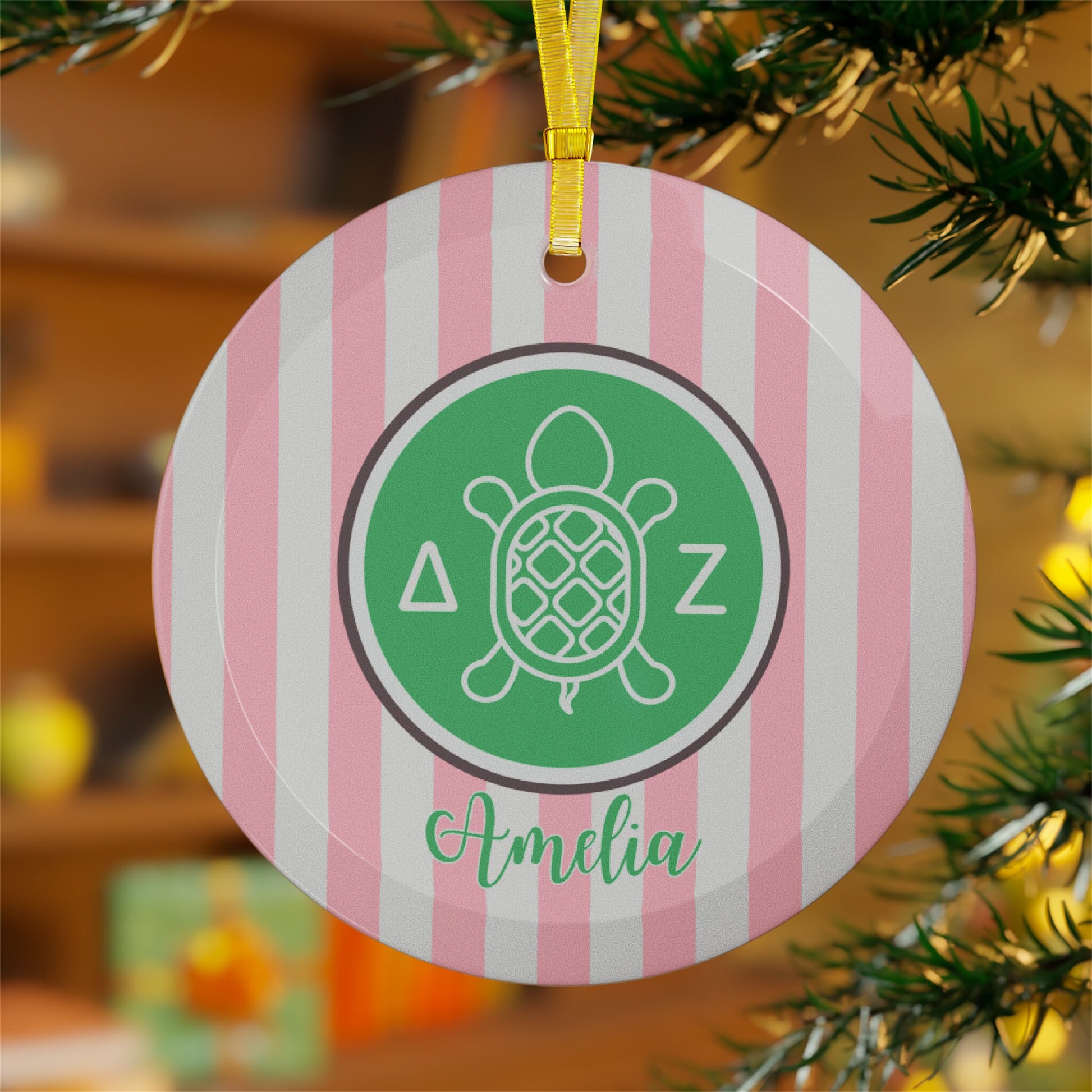 Delta Zeta Personalized Turtle Ornament - Ivy Society