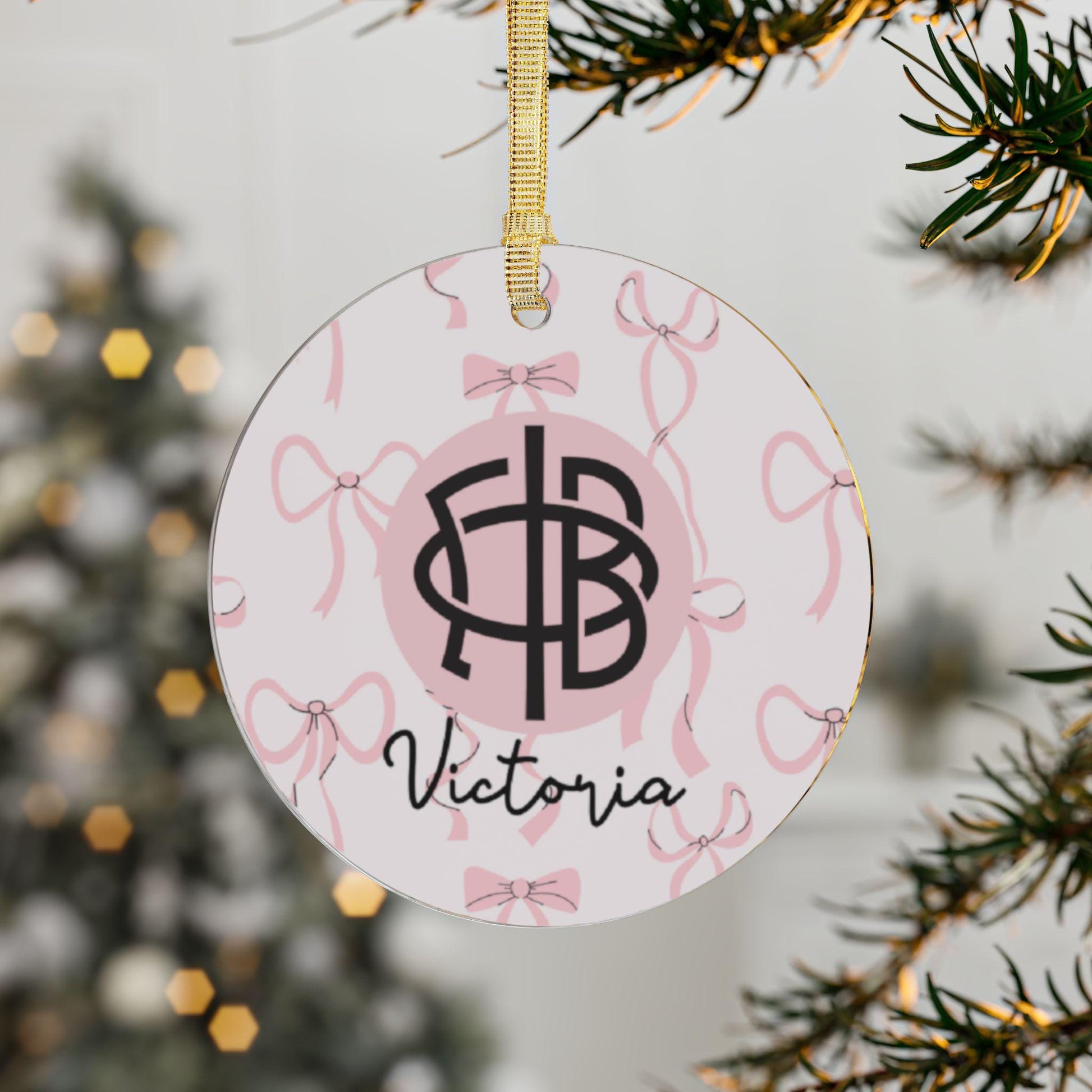 Gamma Phi Beta Personalized Bow Ornament - Ivy Society