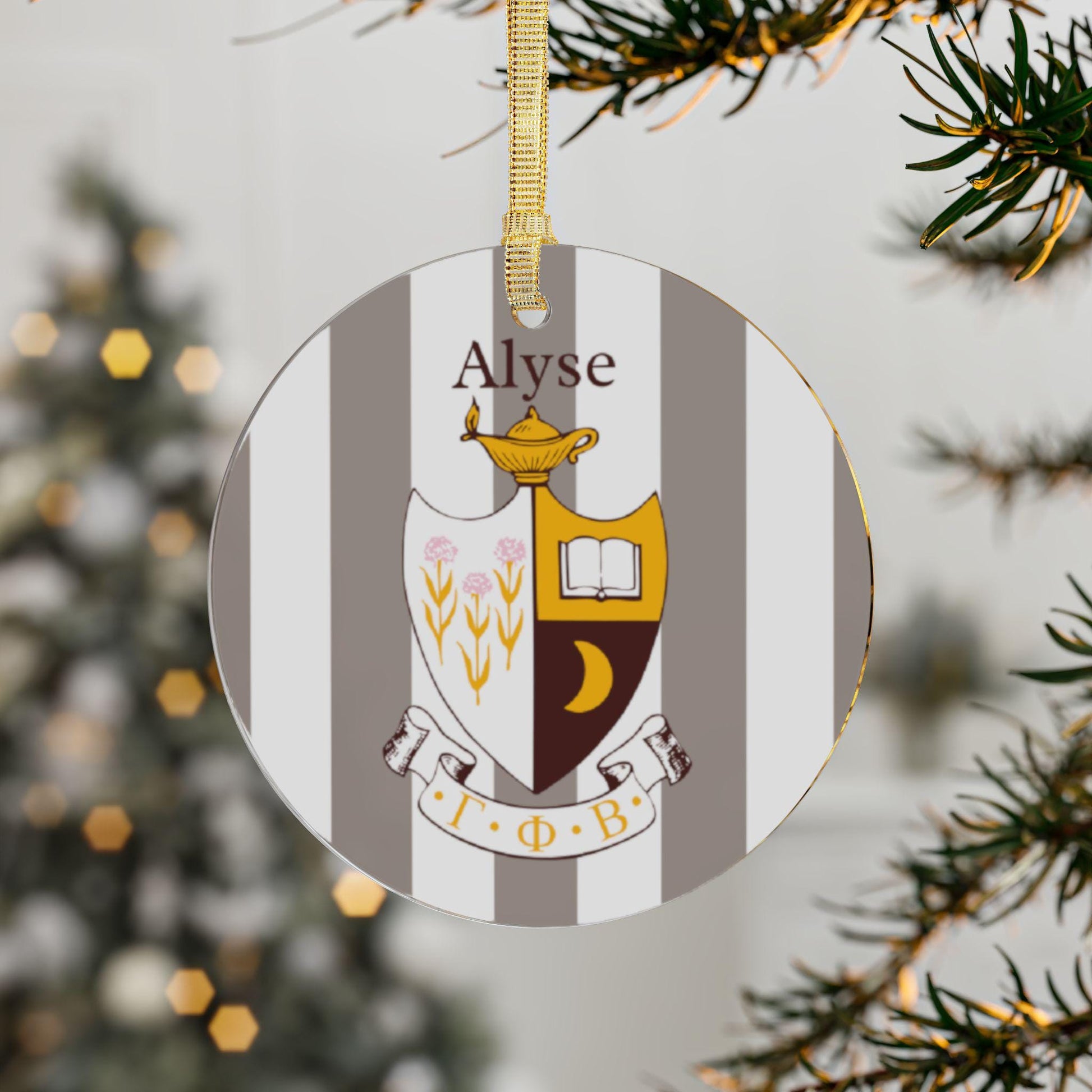 Gamma Phi Beta Personalized Crest Ornament - Ivy Society