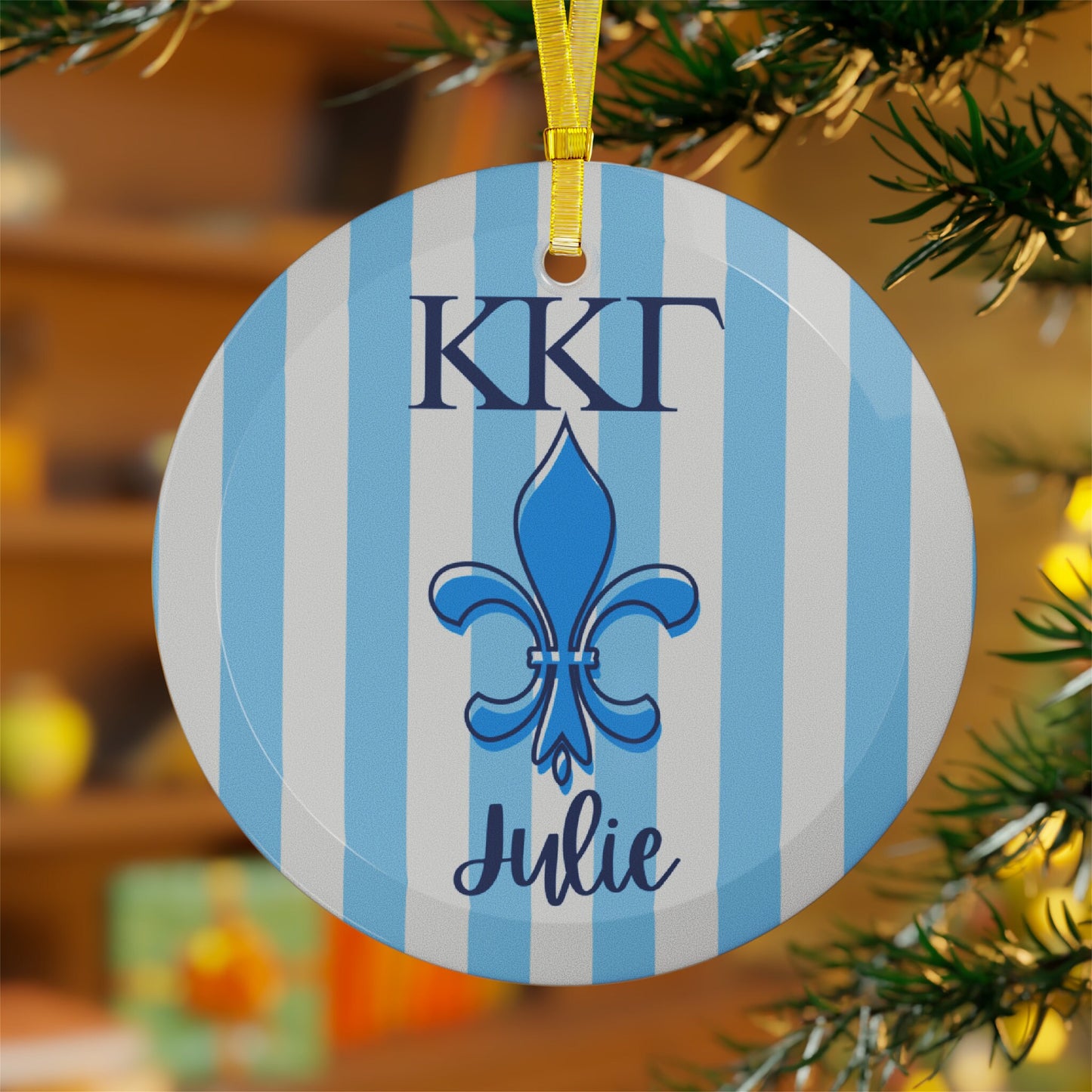 Kappa Kappa Gamma Personalized Fleur Dis Lis Ornament - Ivy Society