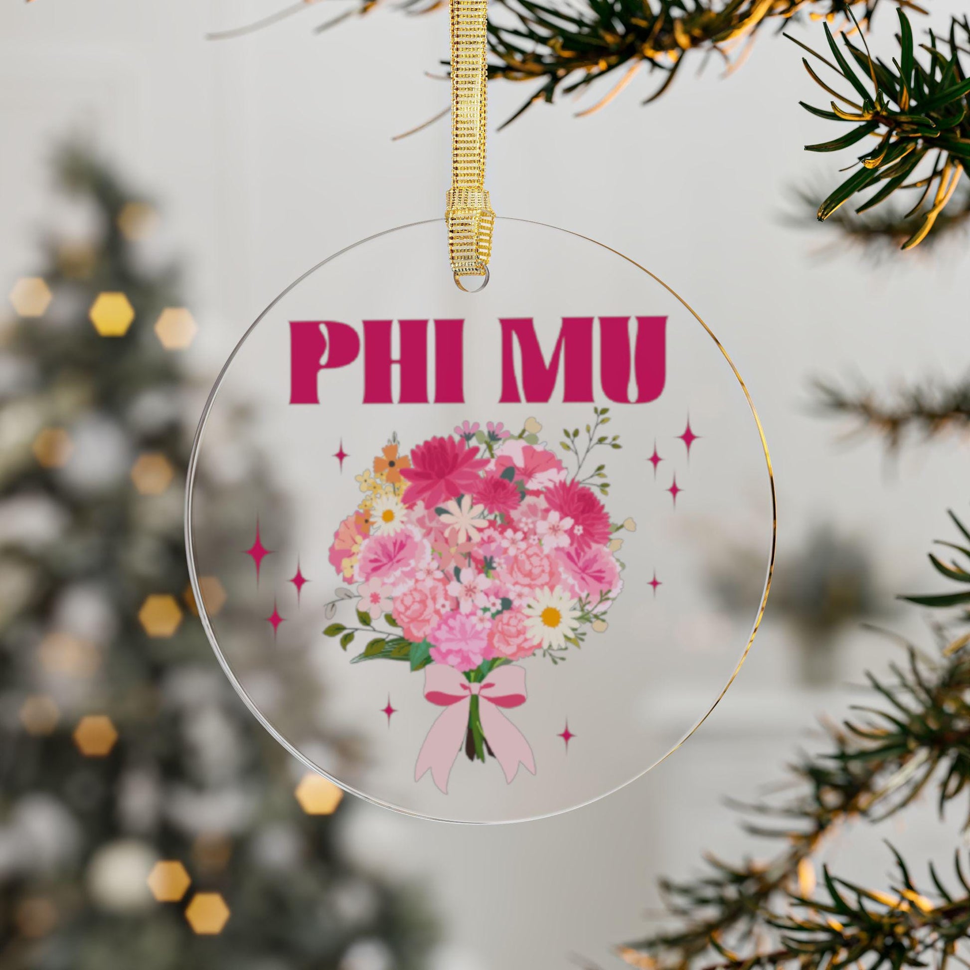 Phi Mu Bouquet Ornament - Ivy Society