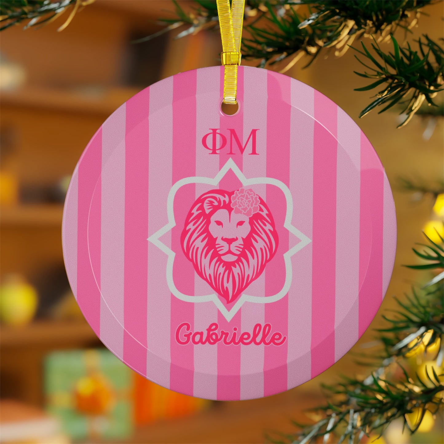Phi Mu Personalized Quatrefoil Ornament - Ivy Society